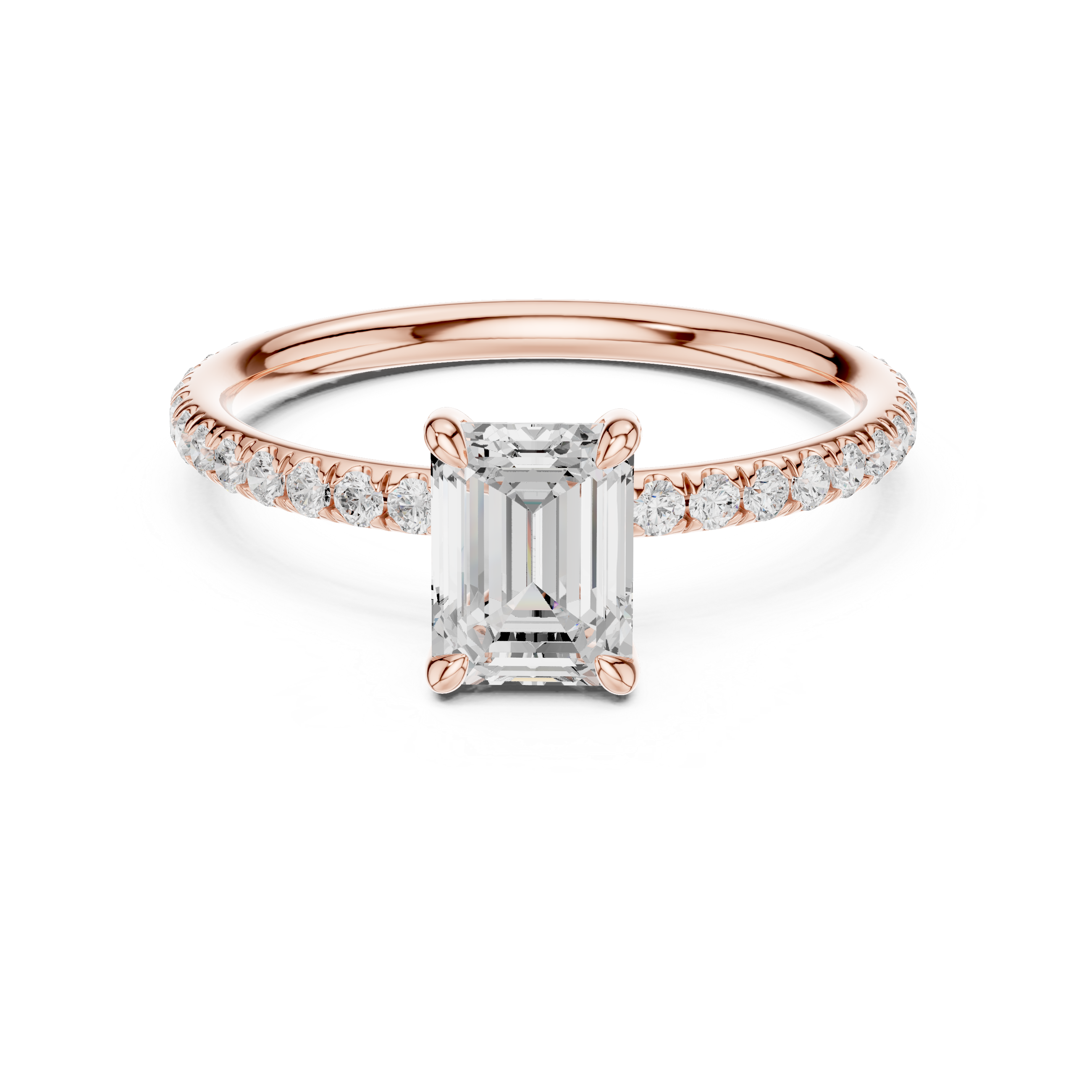 Celestia Emerald Cut Pavé Diamond Engagement Ring
