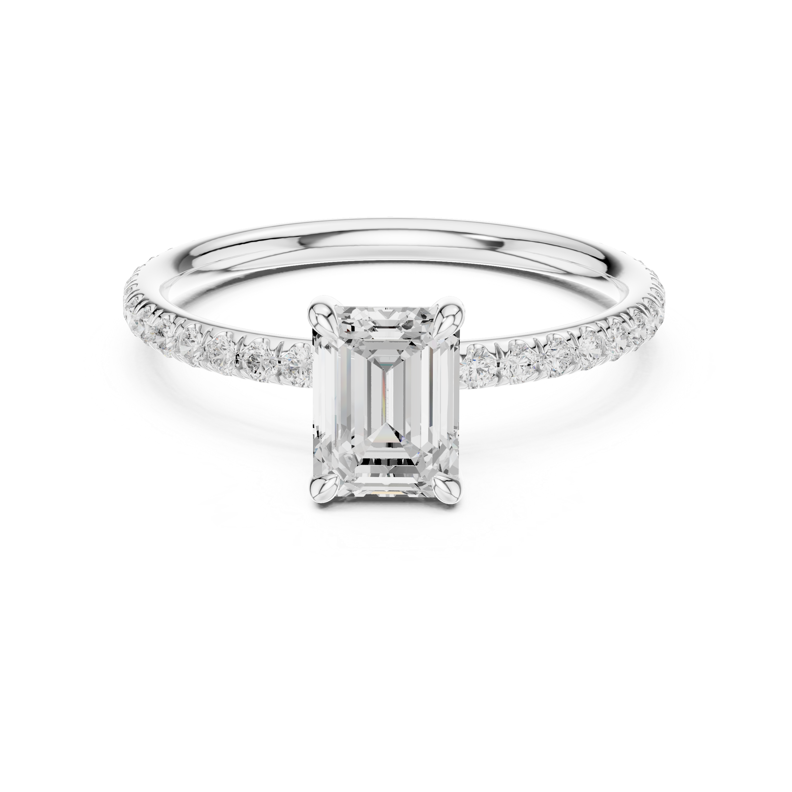 Celestia Emerald Cut Pavé Diamond Engagement Ring