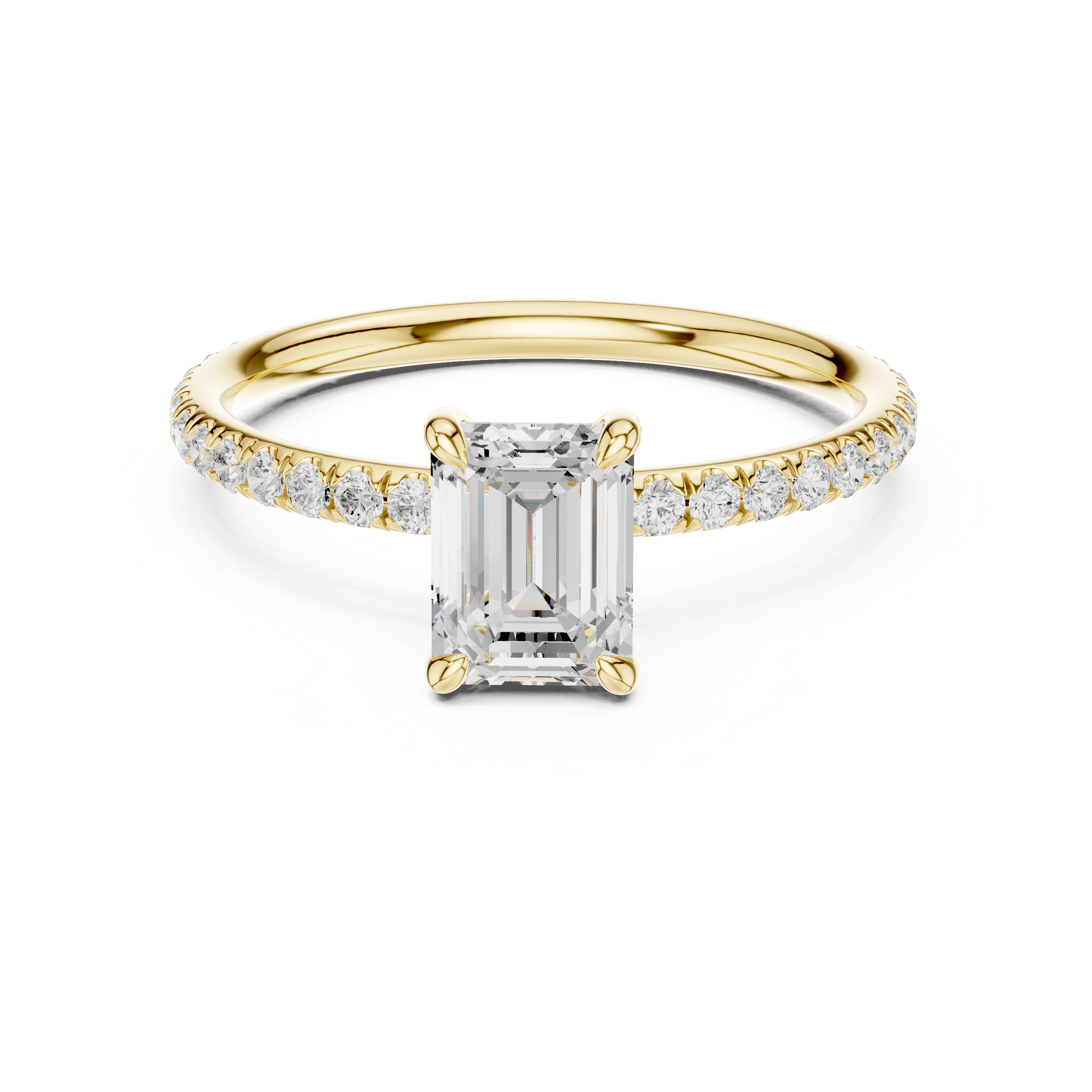 Celestia Emerald Cut Pavé Diamond Engagement Ring