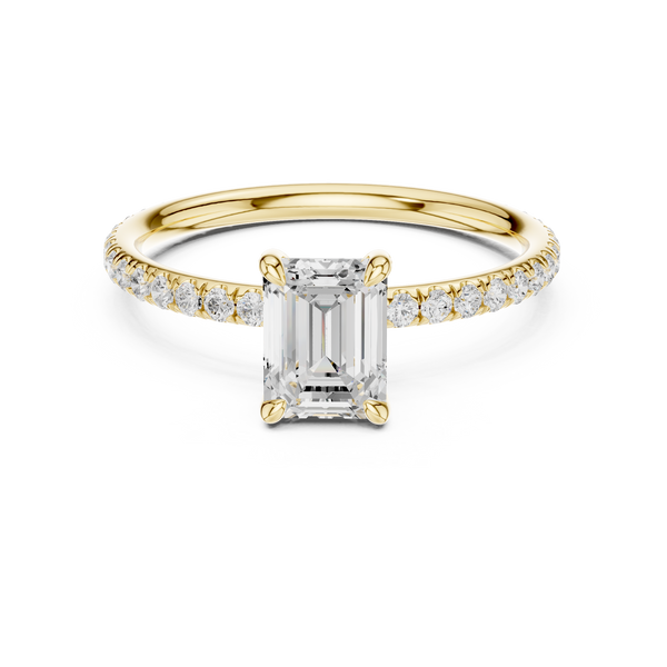 Celestia Emerald Cut Pavé Diamond Engagement Ring
