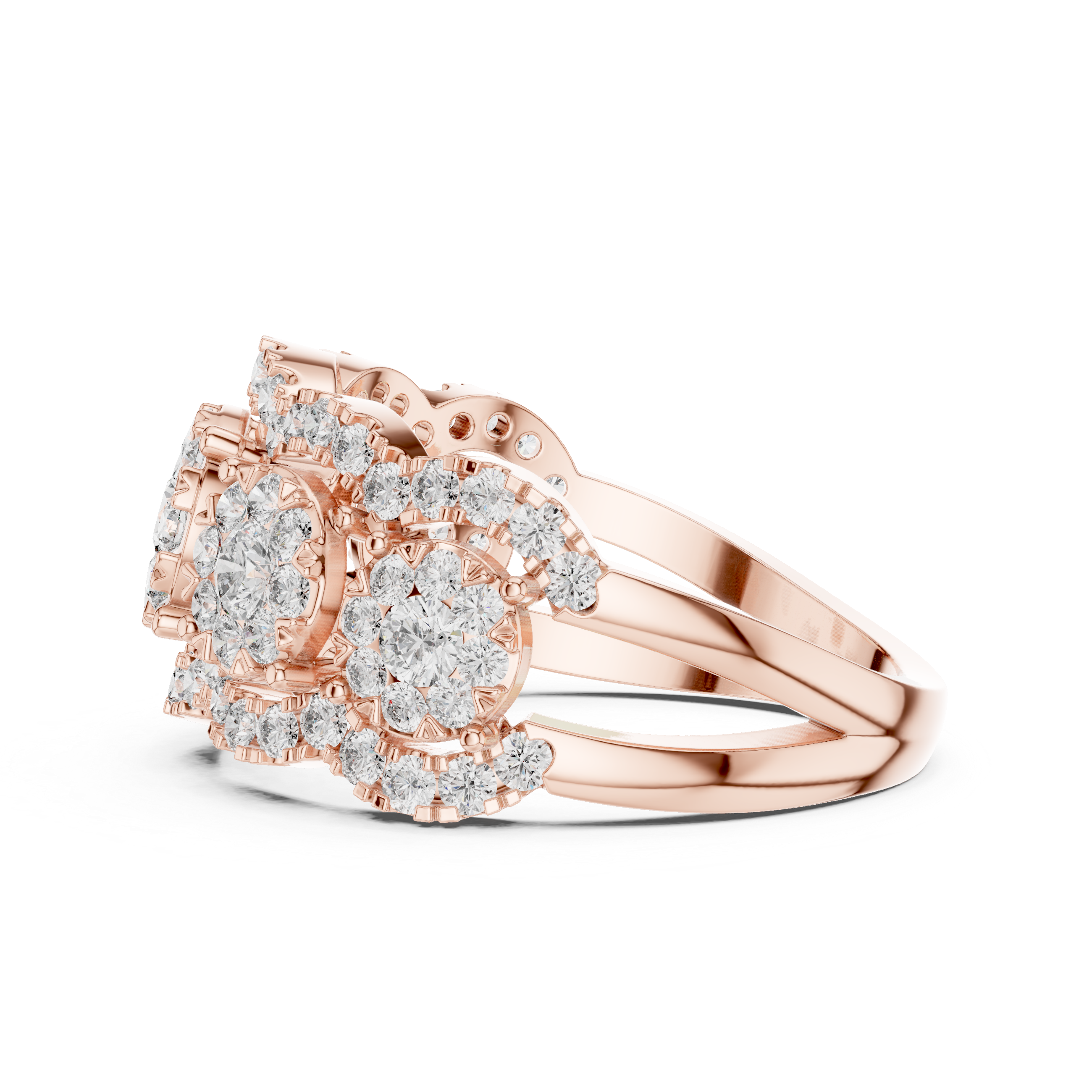 Quintessa Five Stone Halo Diamond Statement Ring