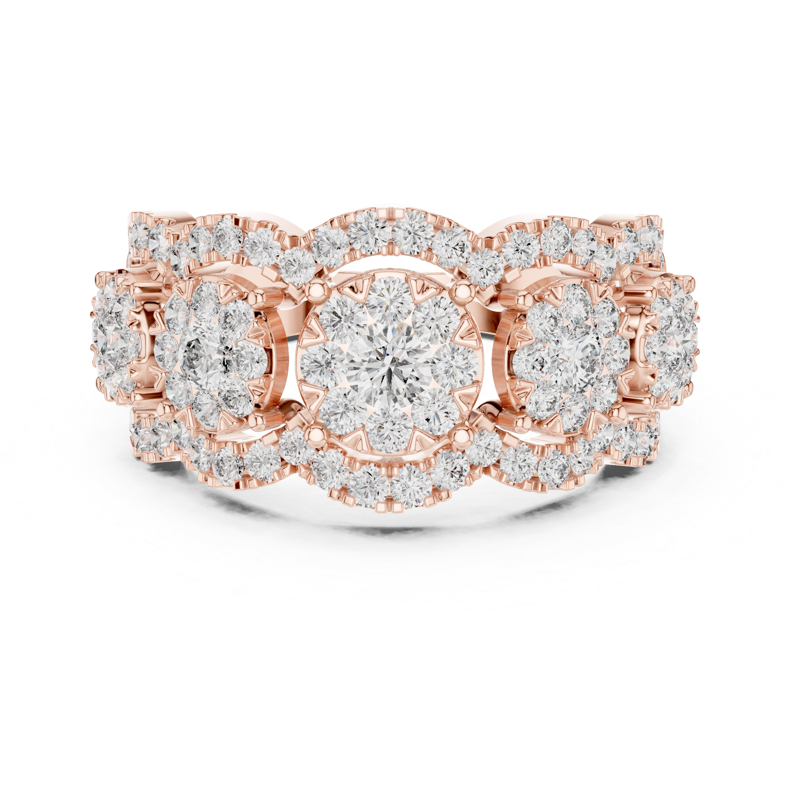 Quintessa Five Stone Halo Diamond Statement Ring