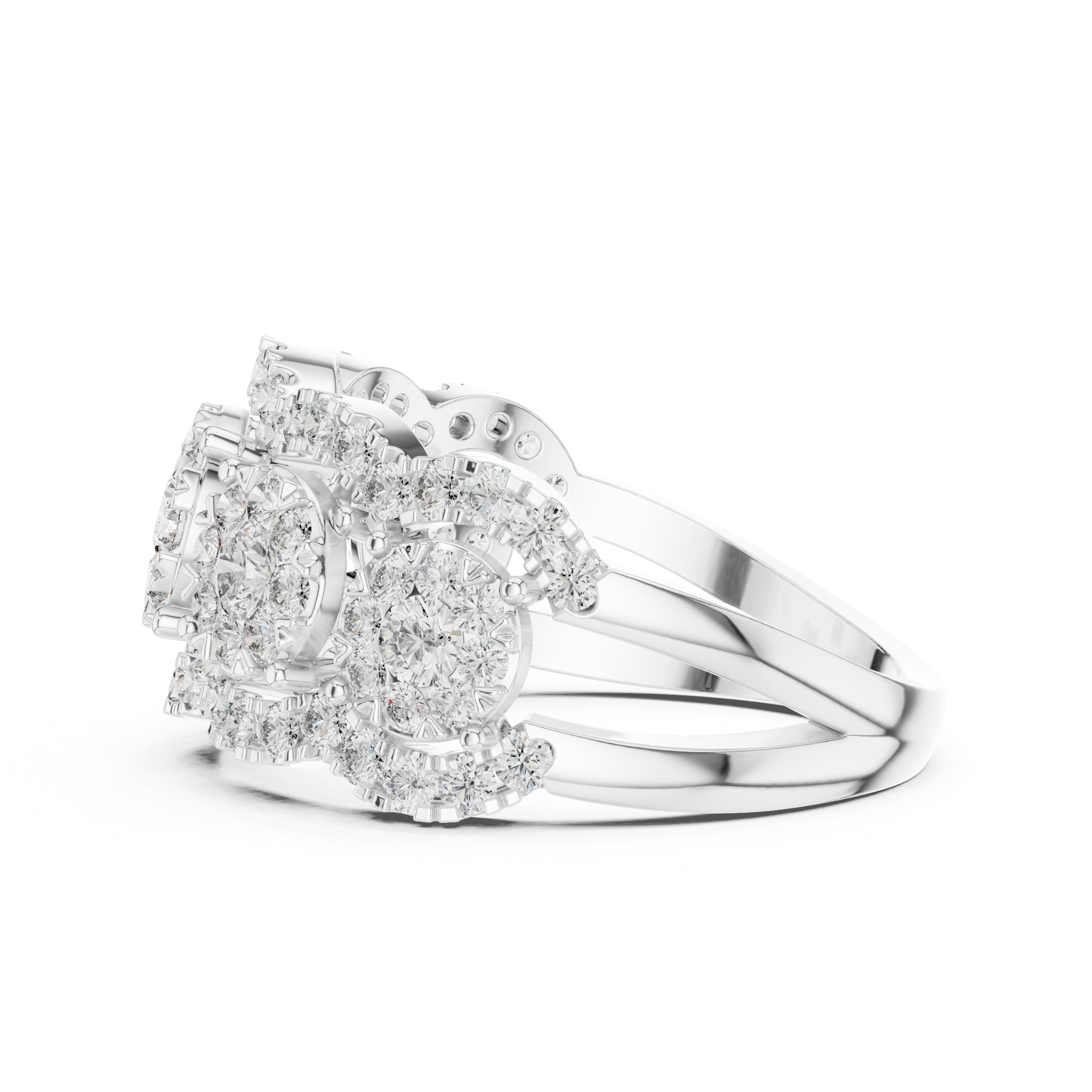 Quintessa Five Stone Halo Diamond Statement Ring