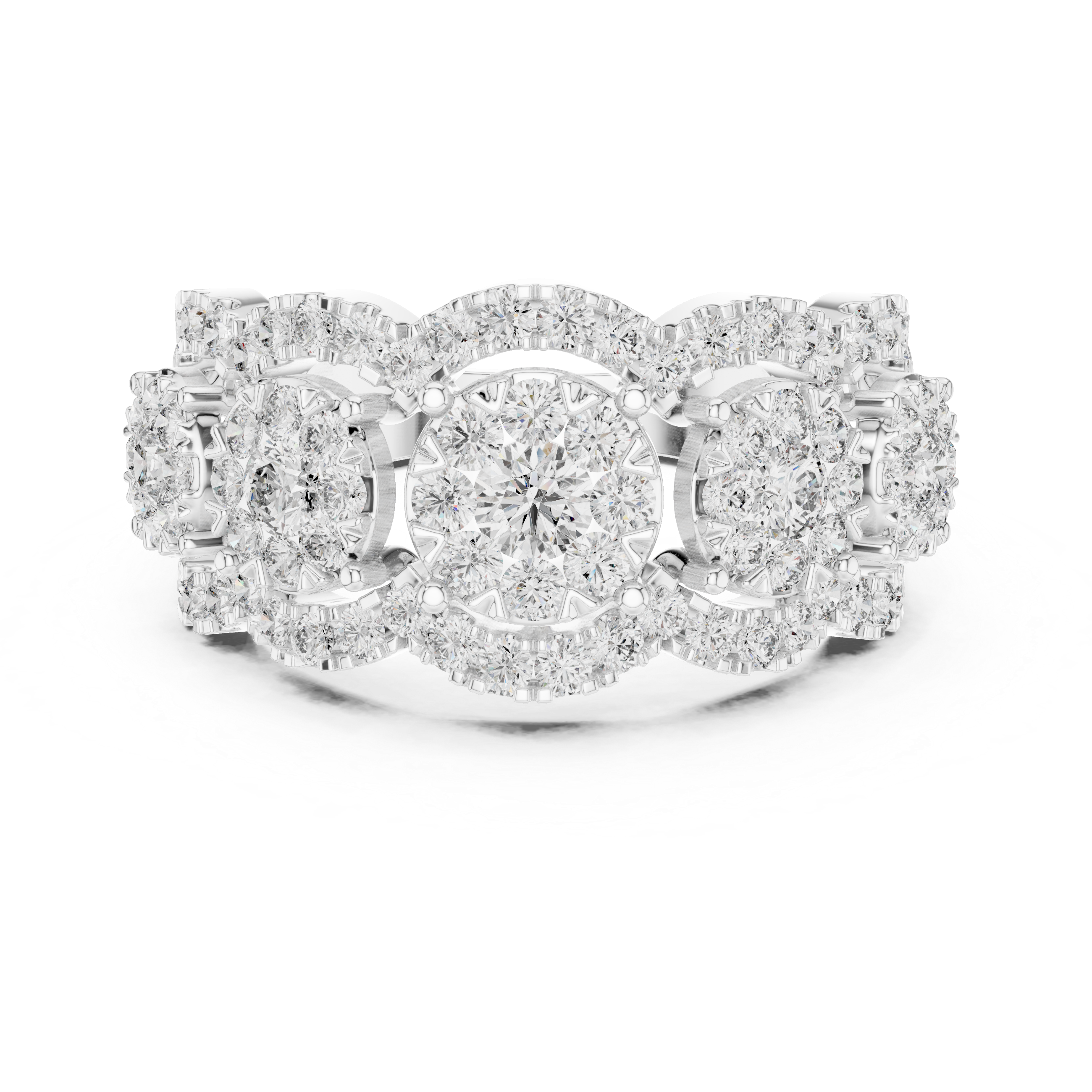 Quintessa Five Stone Halo Diamond Statement Ring