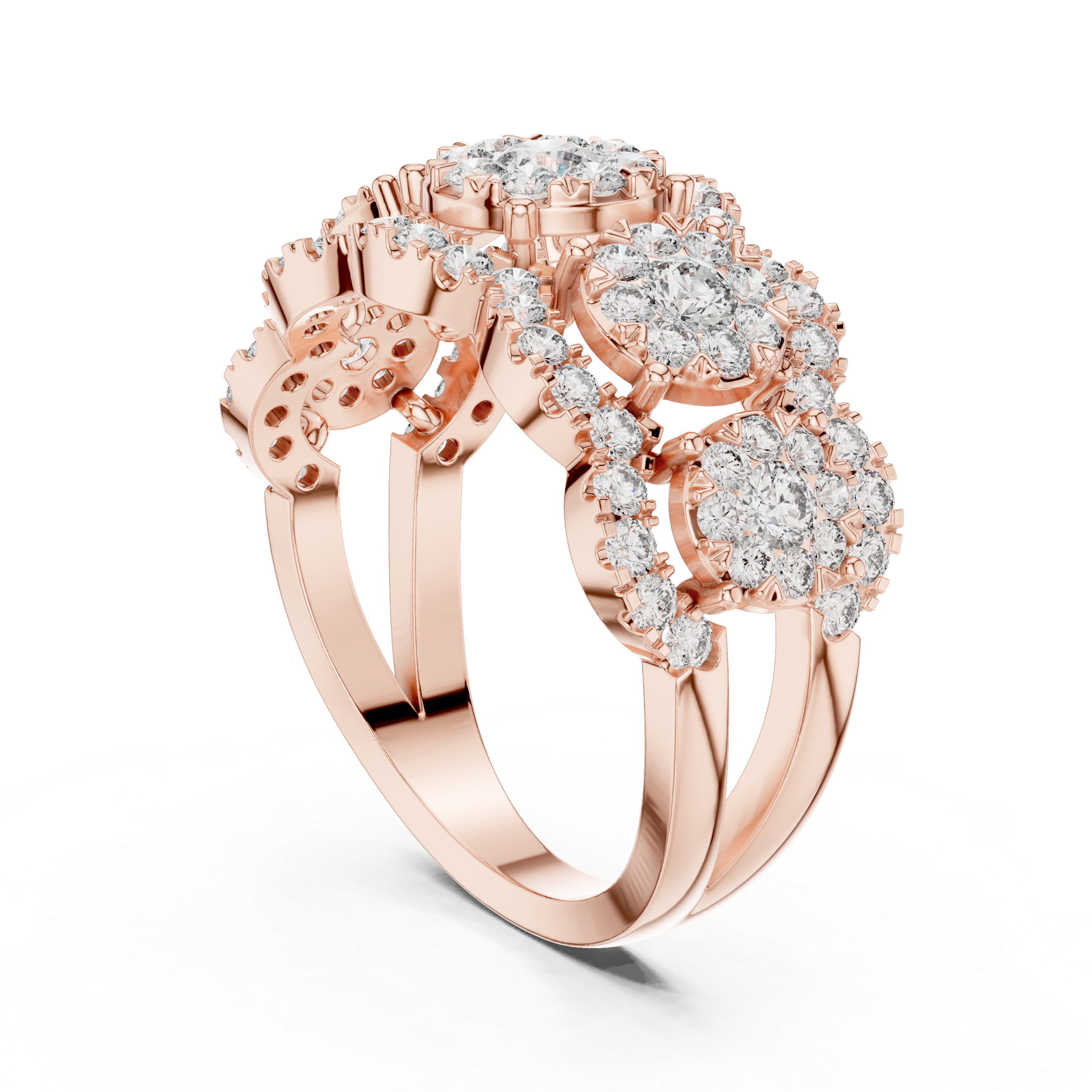 Quintessa Five Stone Halo Diamond Statement Ring