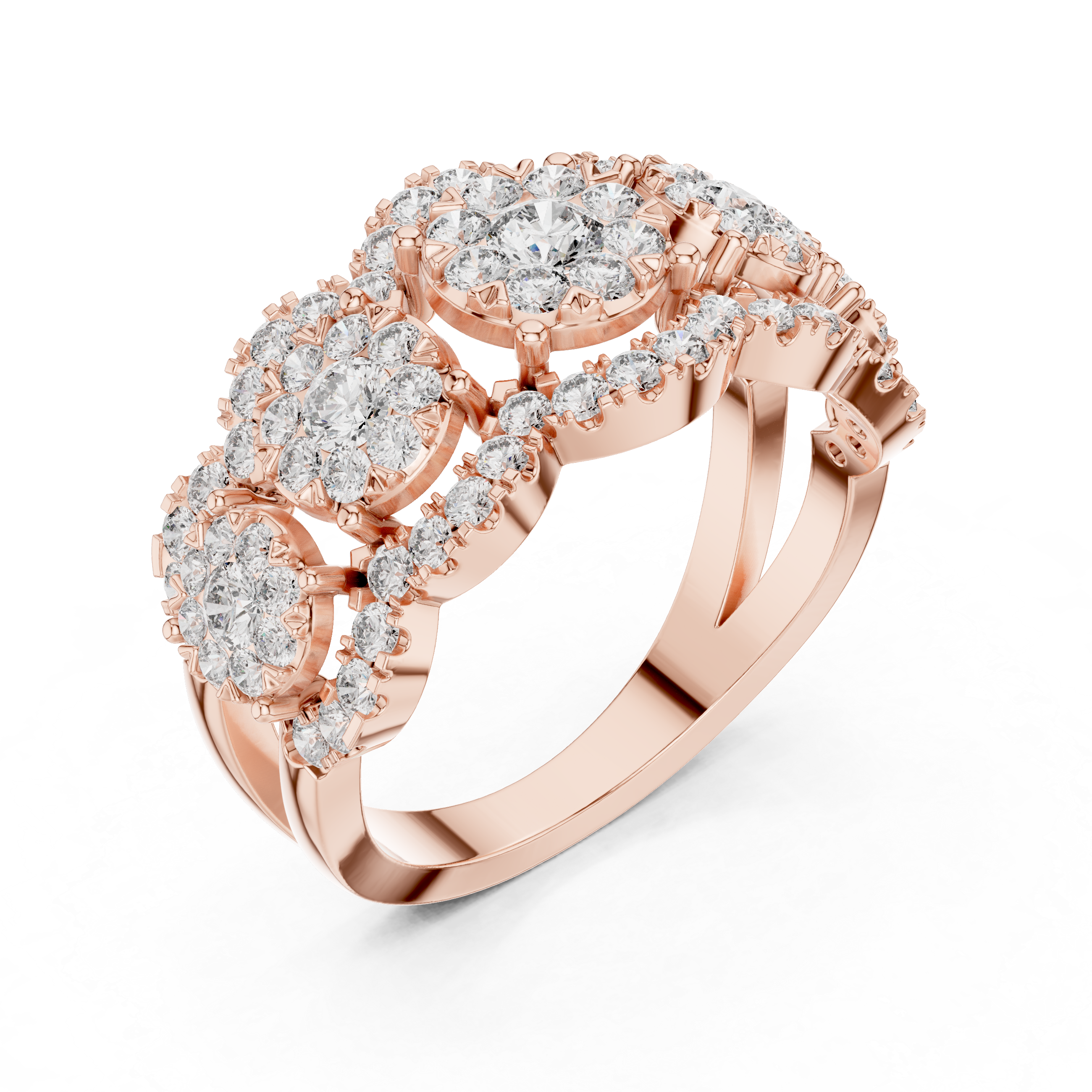 Quintessa Five Stone Halo Diamond Statement Ring