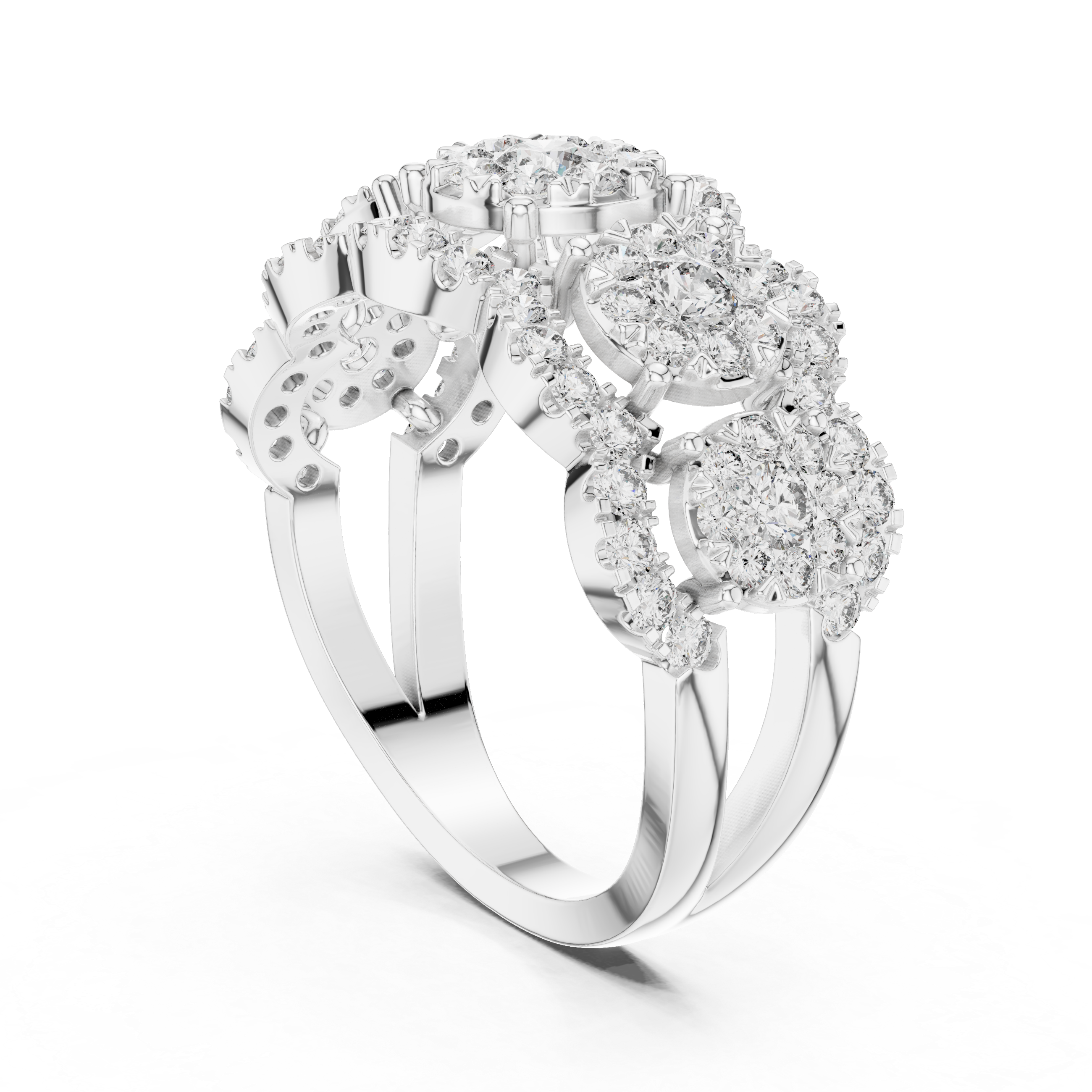 Quintessa Five Stone Halo Diamond Statement Ring