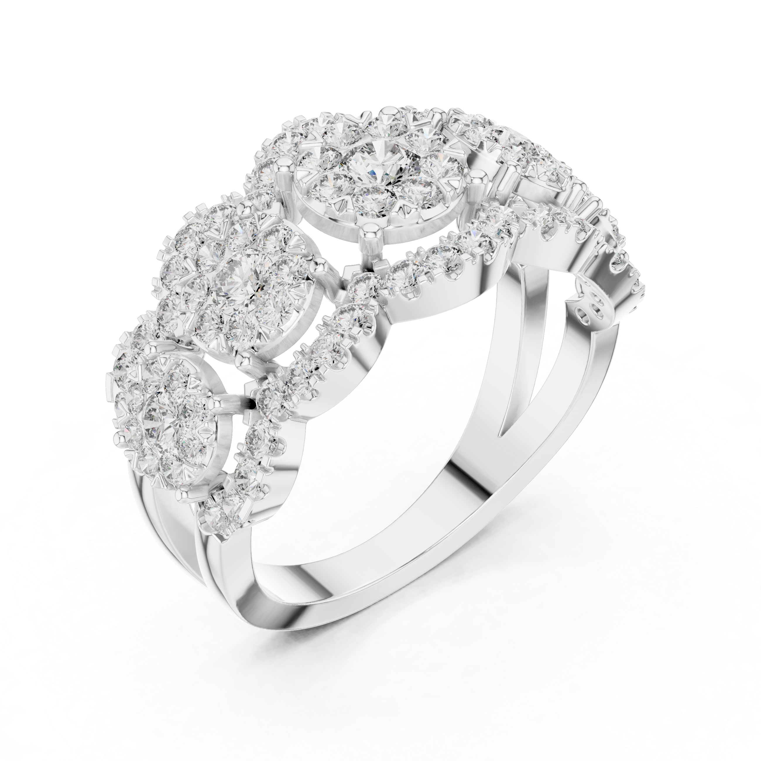 Quintessa Five Stone Halo Diamond Statement Ring