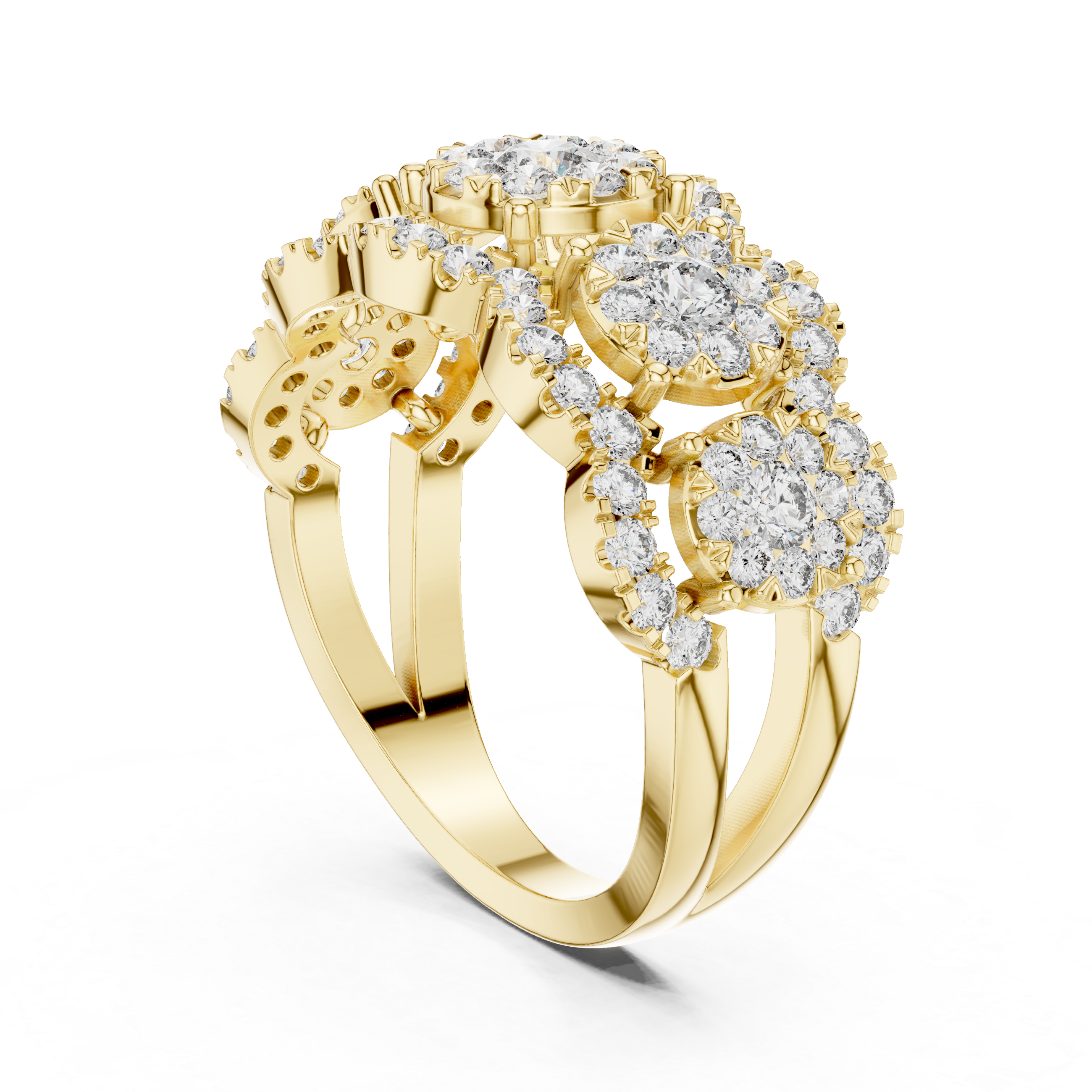 Quintessa Five Stone Halo Diamond Statement Ring