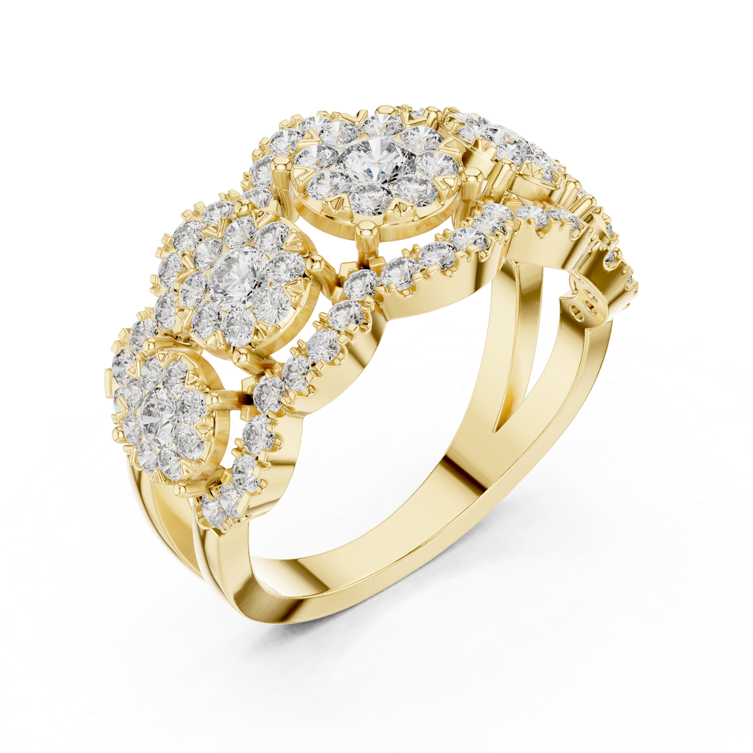 Quintessa Five Stone Halo Diamond Statement Ring