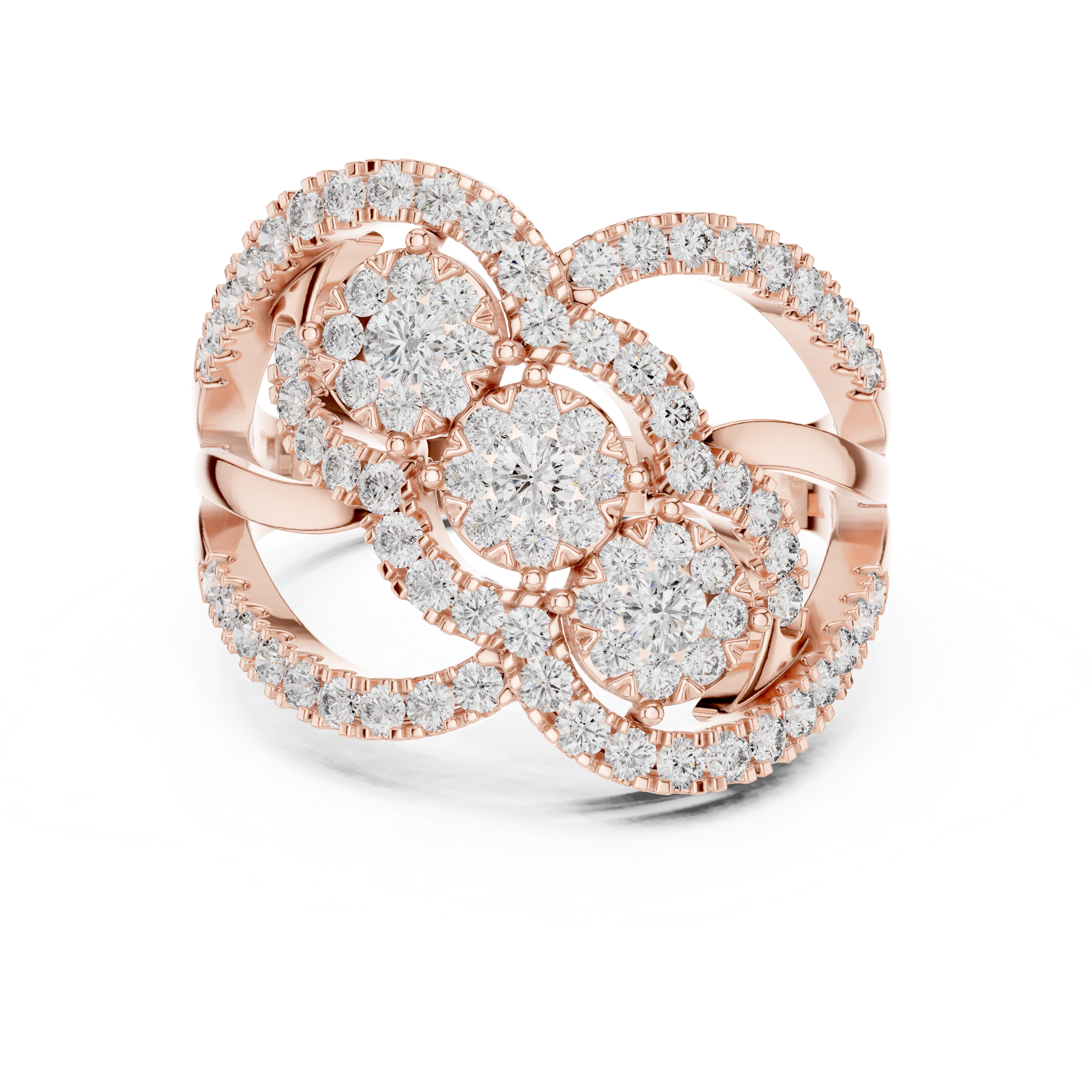 Triple Cluster Halo Diamond Ring