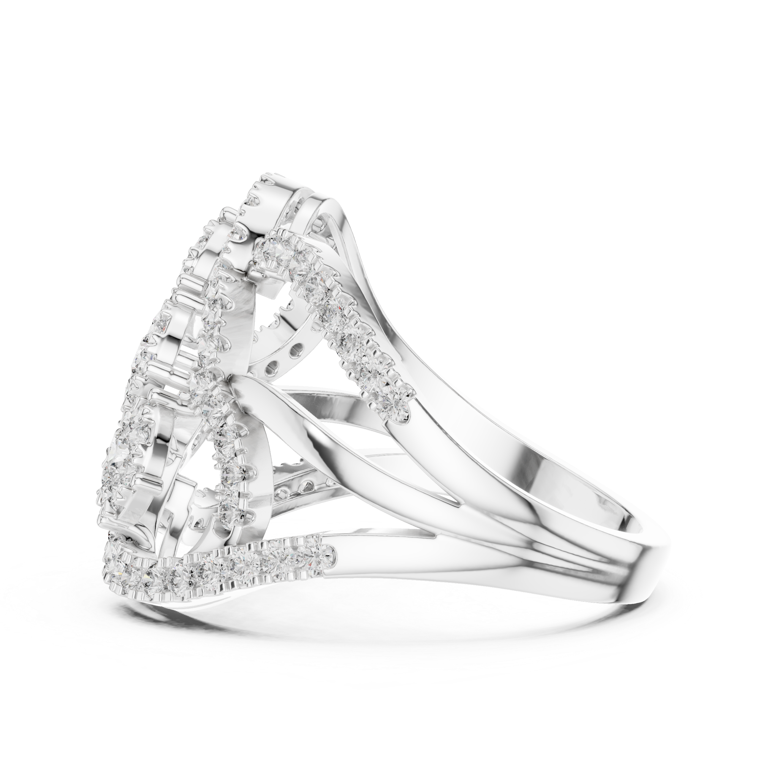 Triple Cluster Halo Diamond Ring