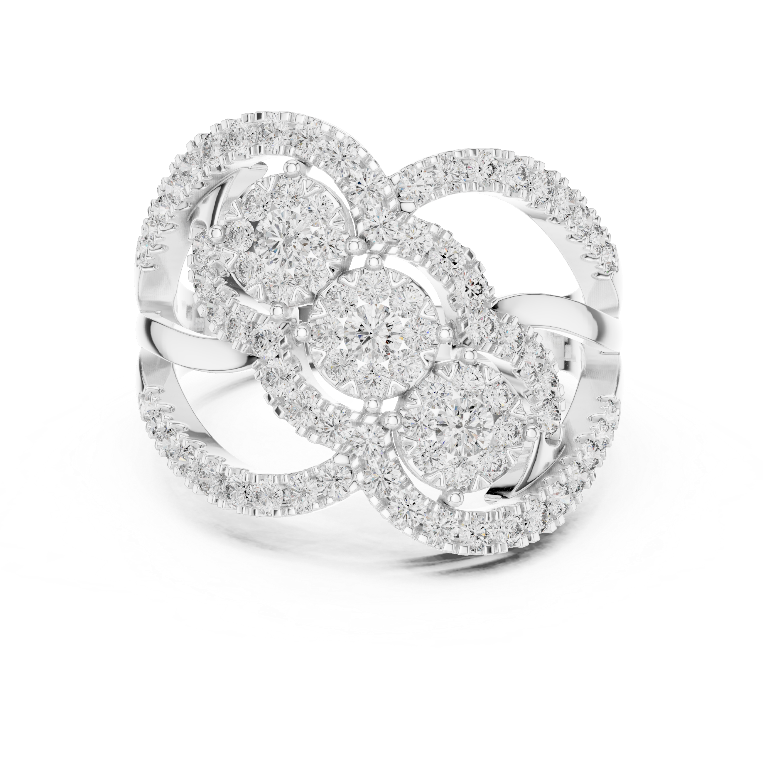 Triple Cluster Halo Diamond Ring