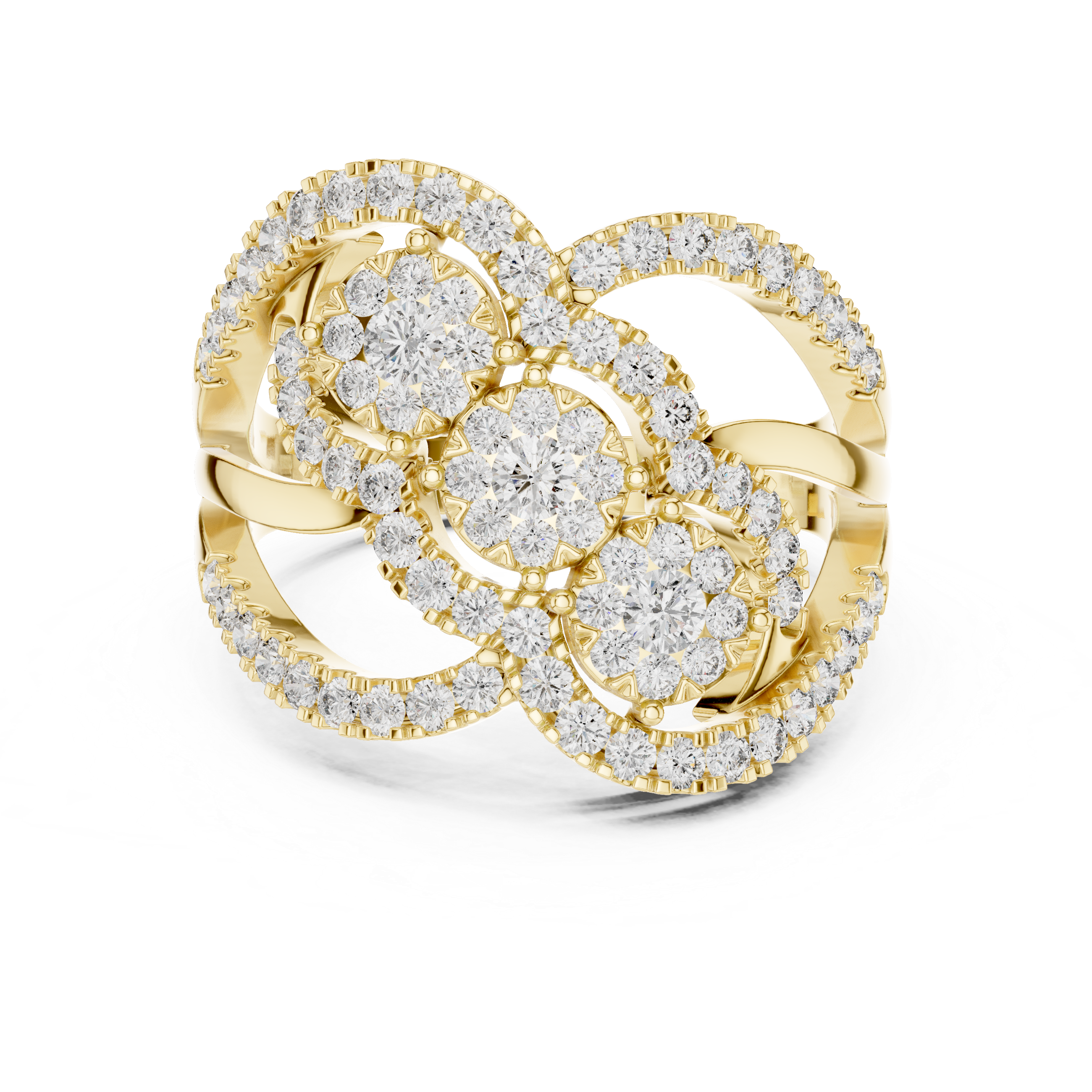Triple Cluster Halo Diamond Ring