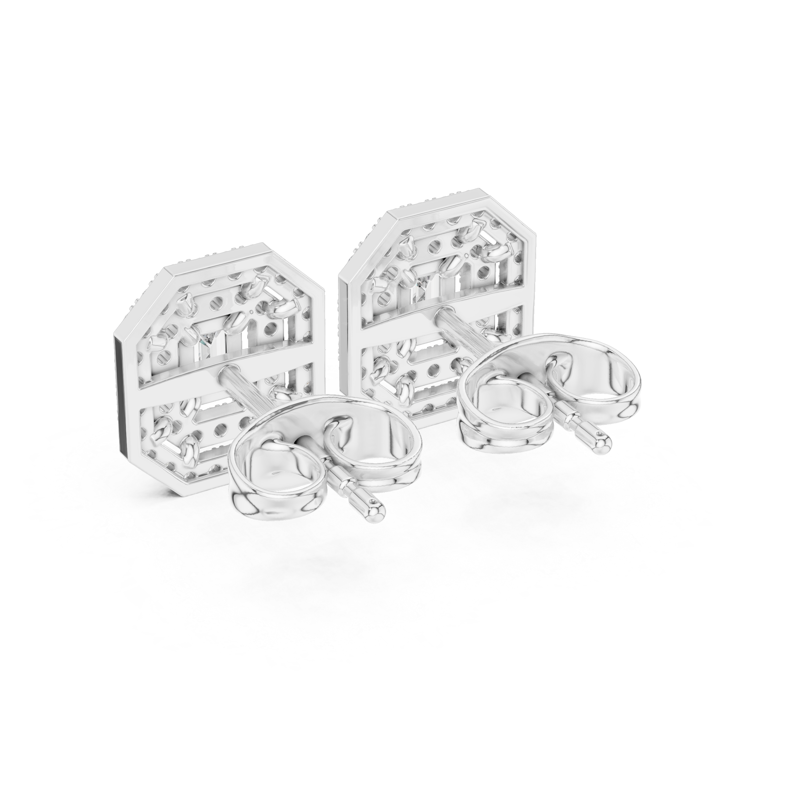 EMRALD CUT DIAMOND DOUBLE HALO STUDS