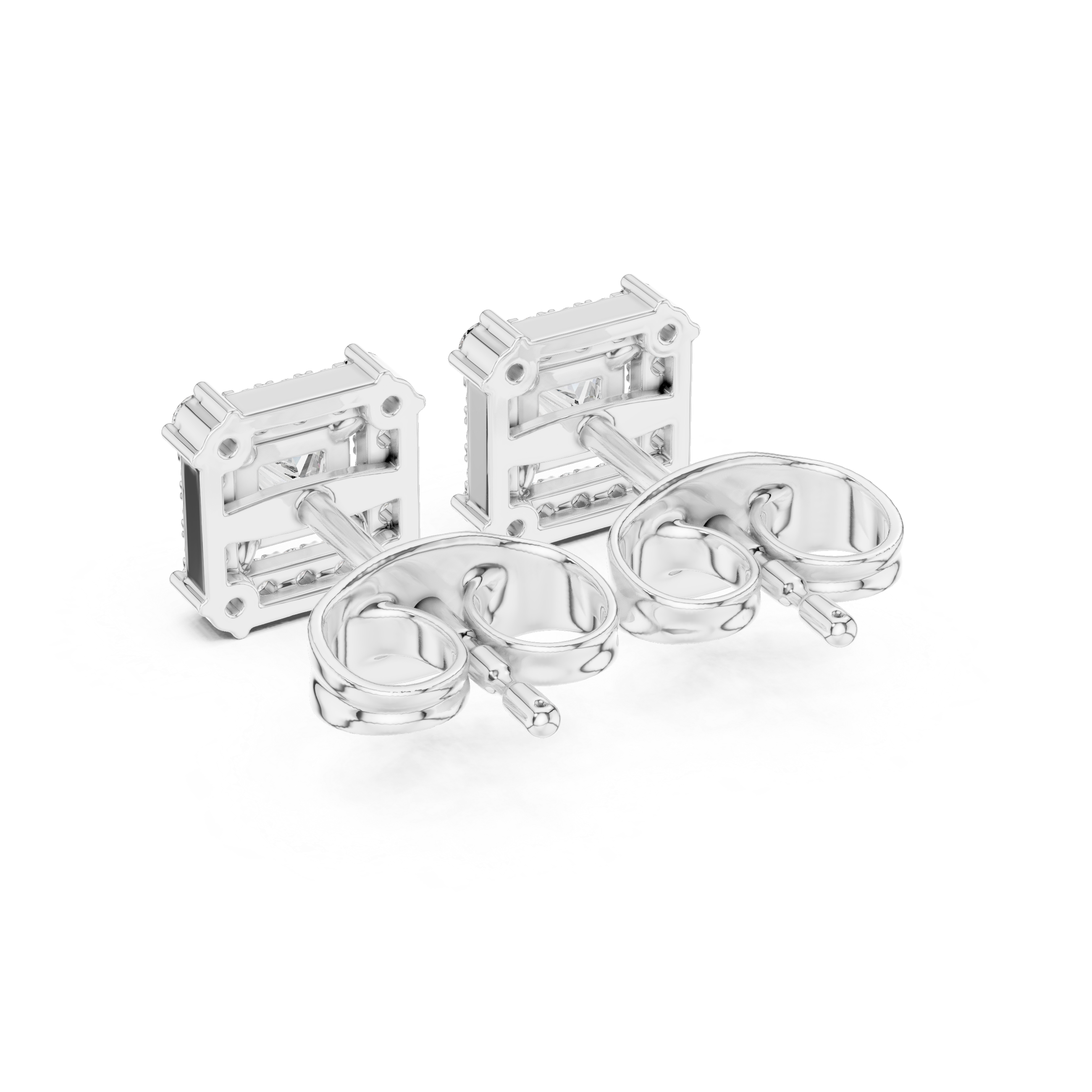 PRINCESS CUT DIAMOND HALO STUDS
