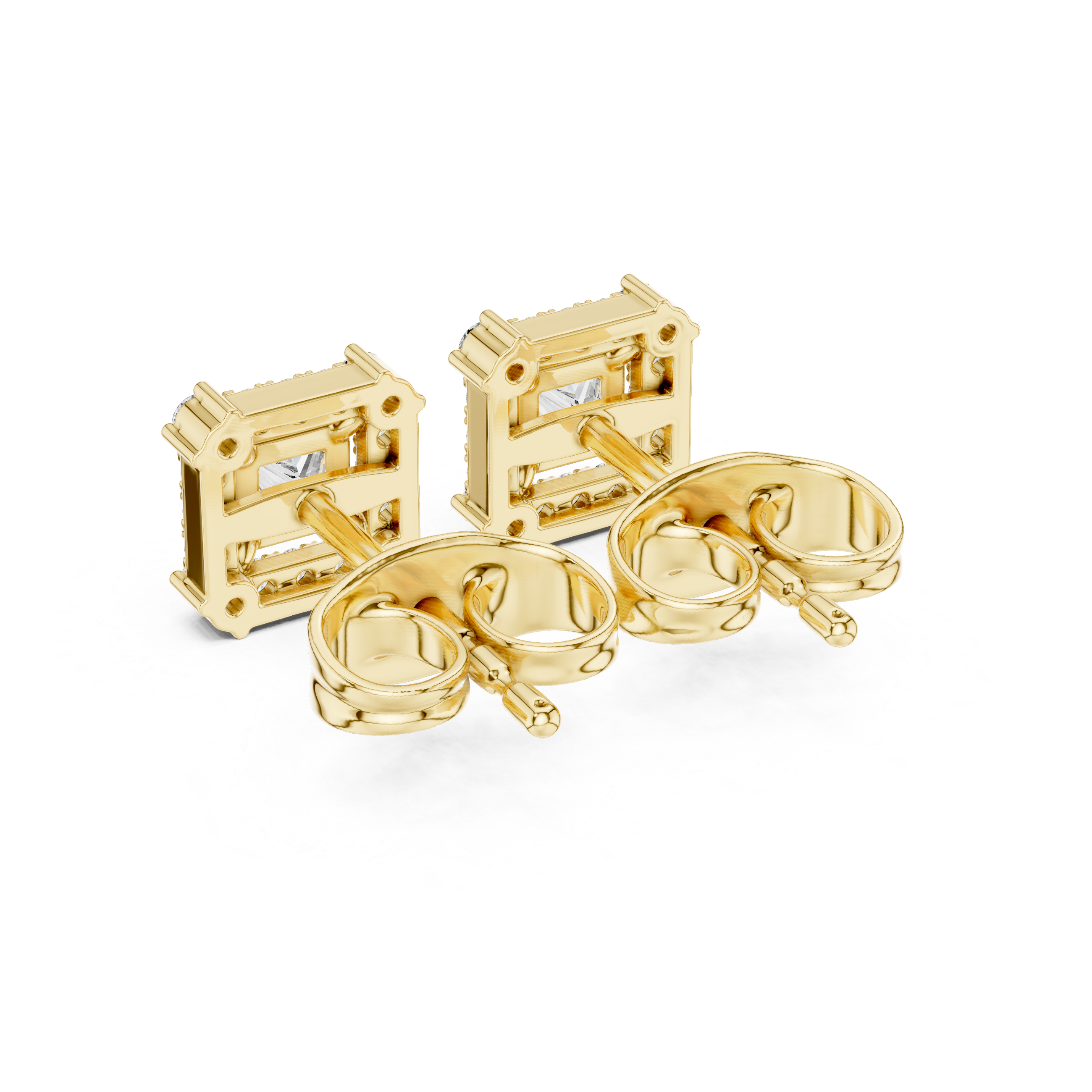 PRINCESS CUT DIAMOND HALO STUDS