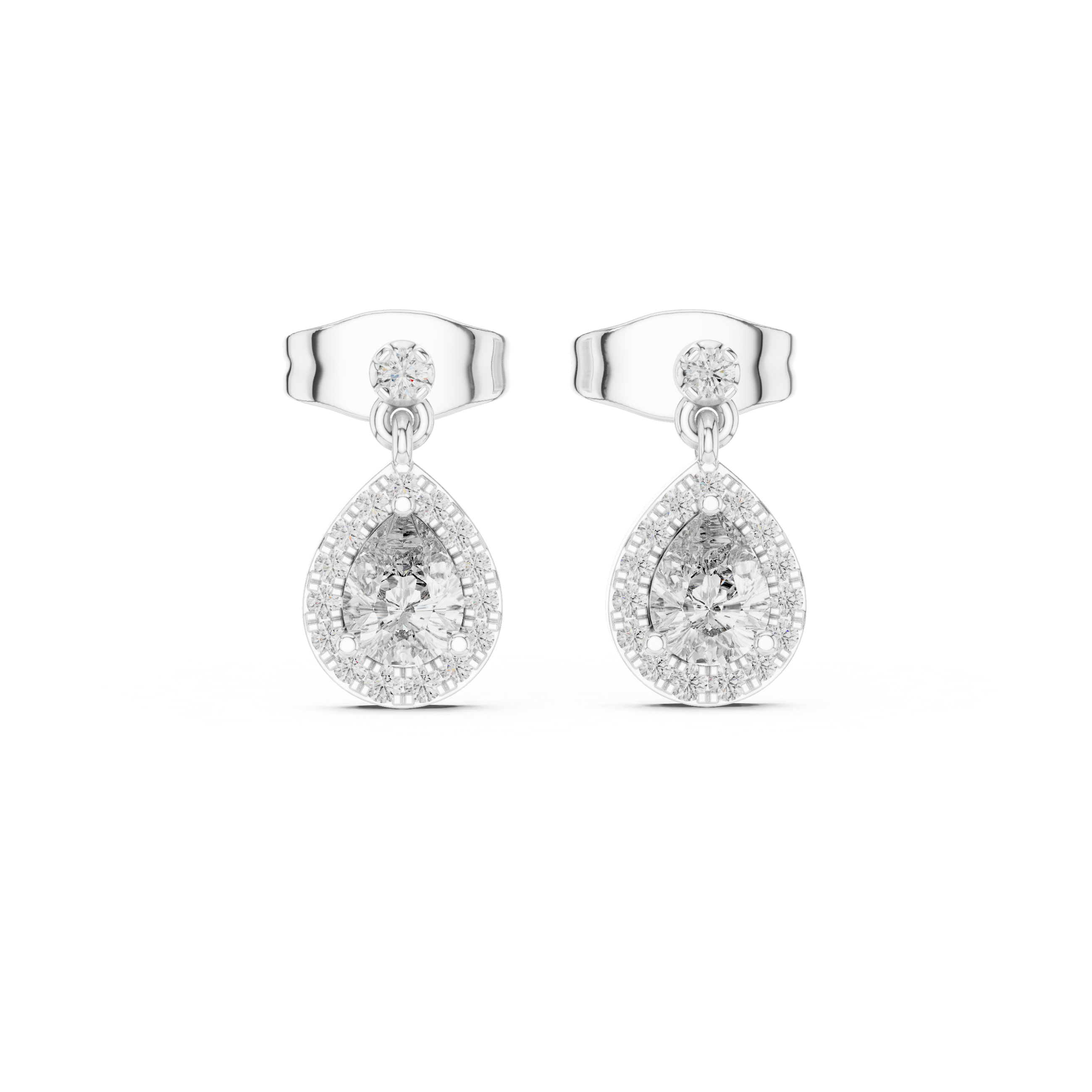 PEAR CUT DIAMOND HALO DROP EARRING