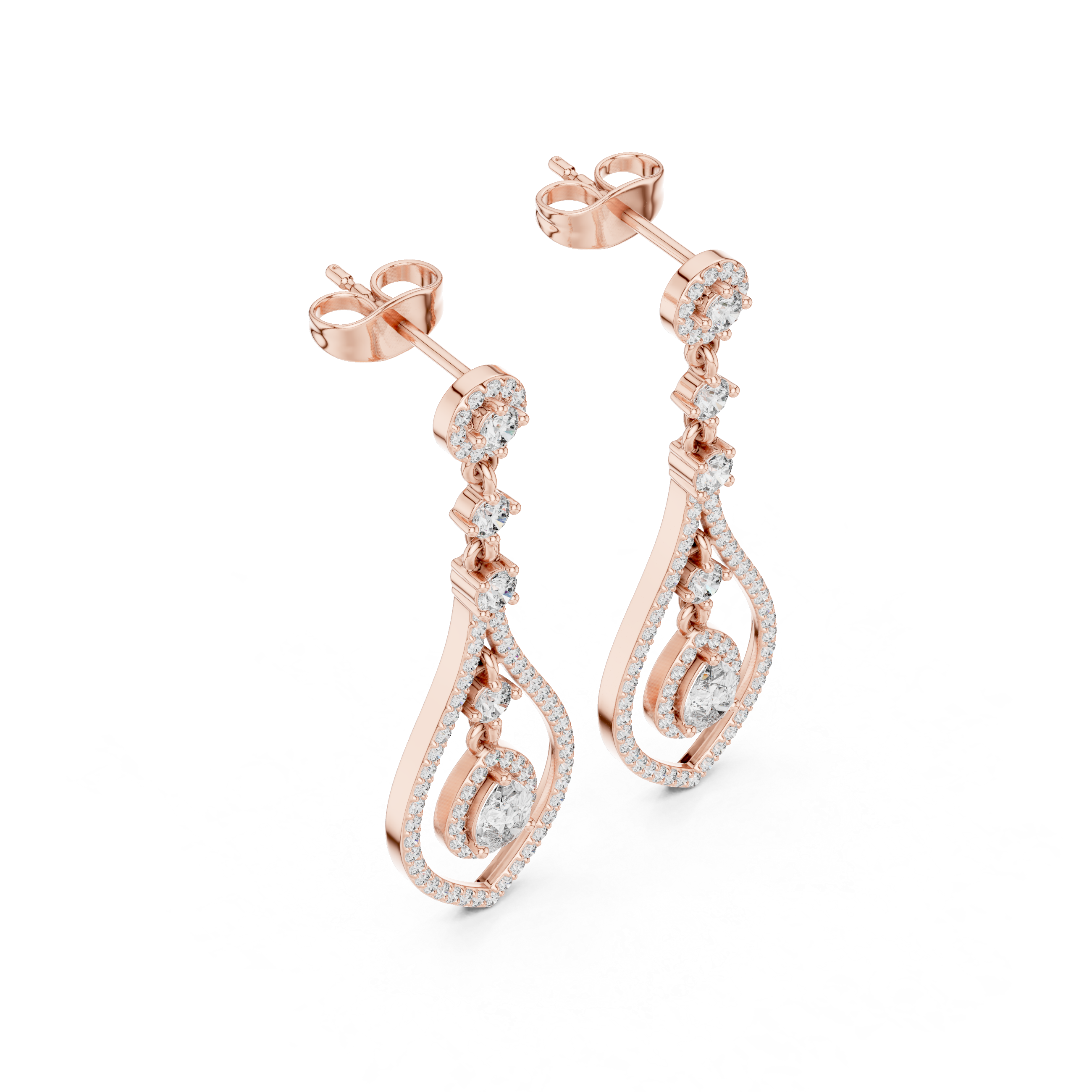 PEAR CUT DIAMOND OPEN TEARDROP DROP EARRING