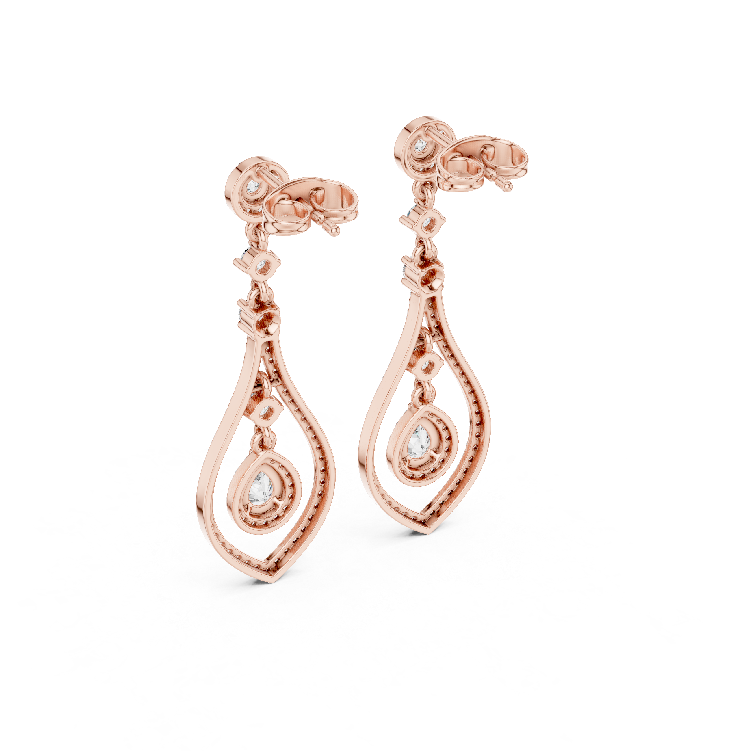 PEAR CUT DIAMOND OPEN TEARDROP DROP EARRING