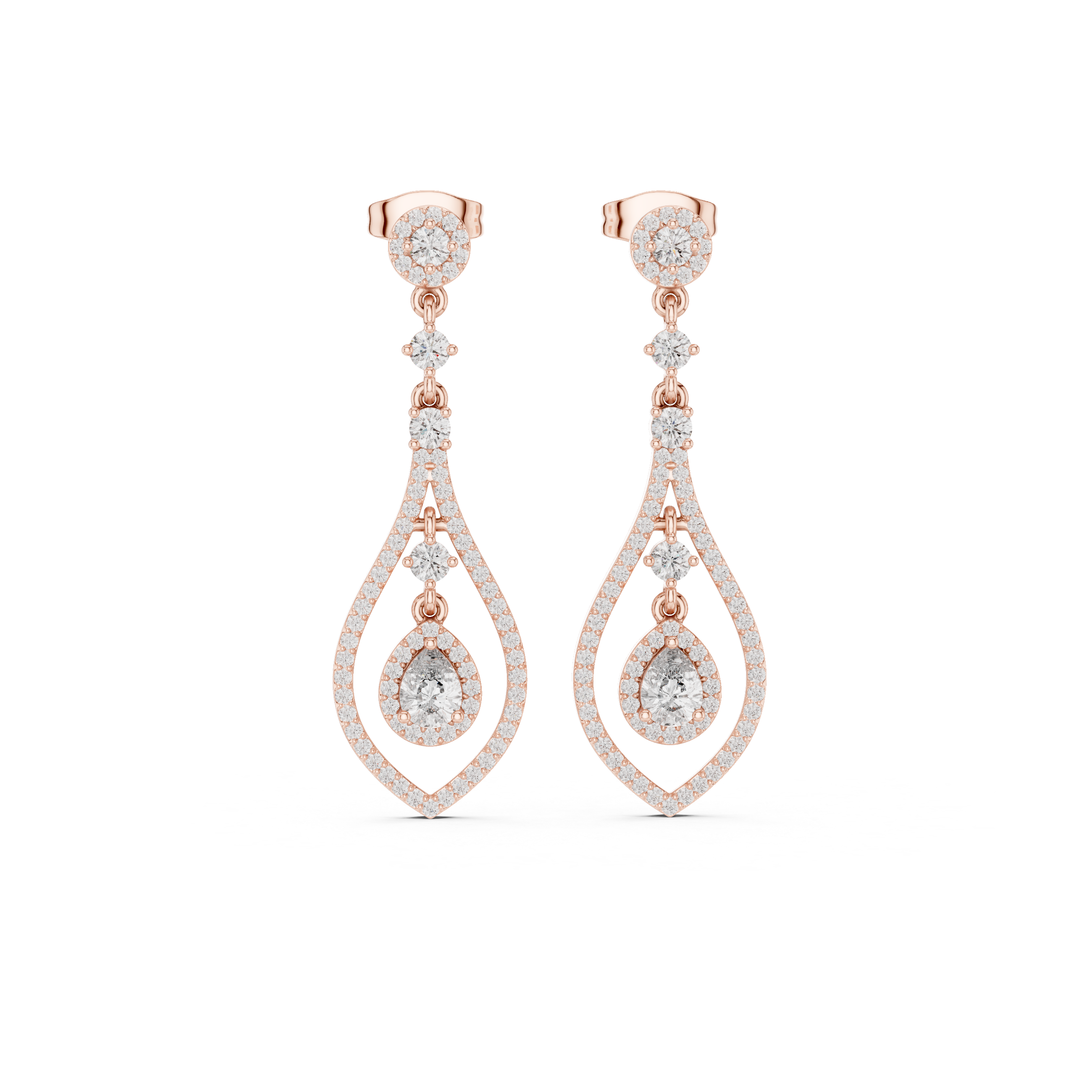 PEAR CUT DIAMOND OPEN TEARDROP DROP EARRING