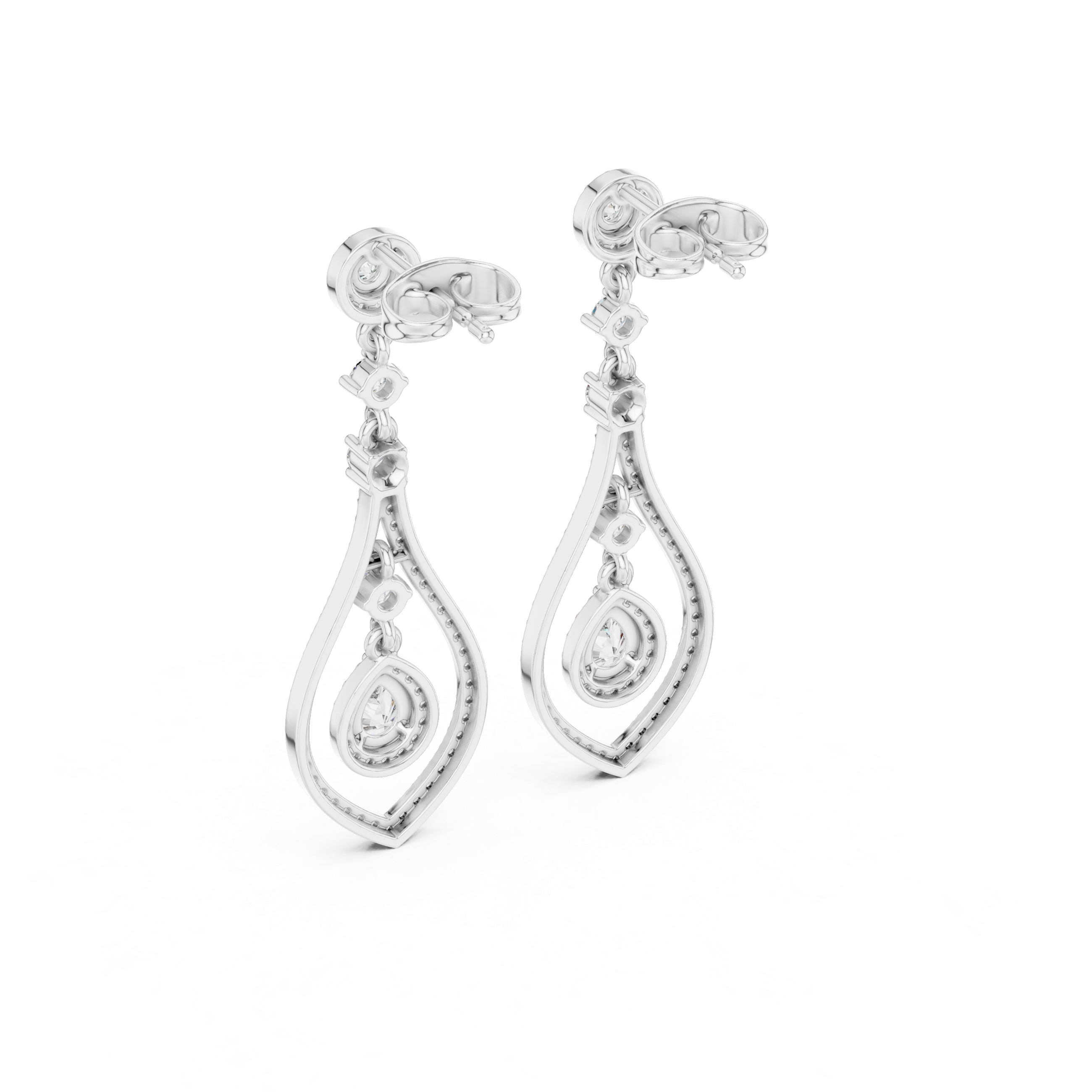 PEAR CUT DIAMOND OPEN TEARDROP DROP EARRING