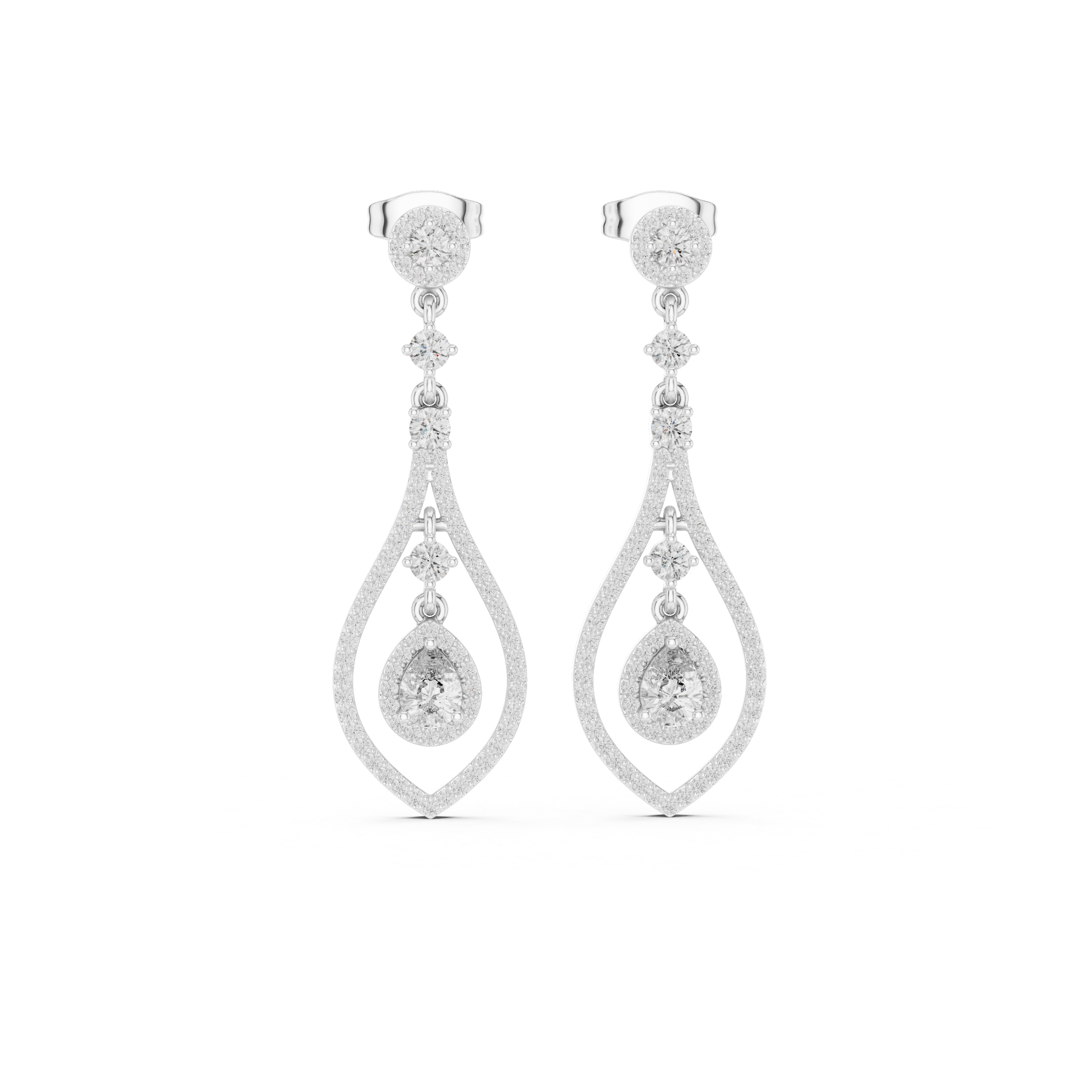 PEAR CUT DIAMOND OPEN TEARDROP DROP EARRING