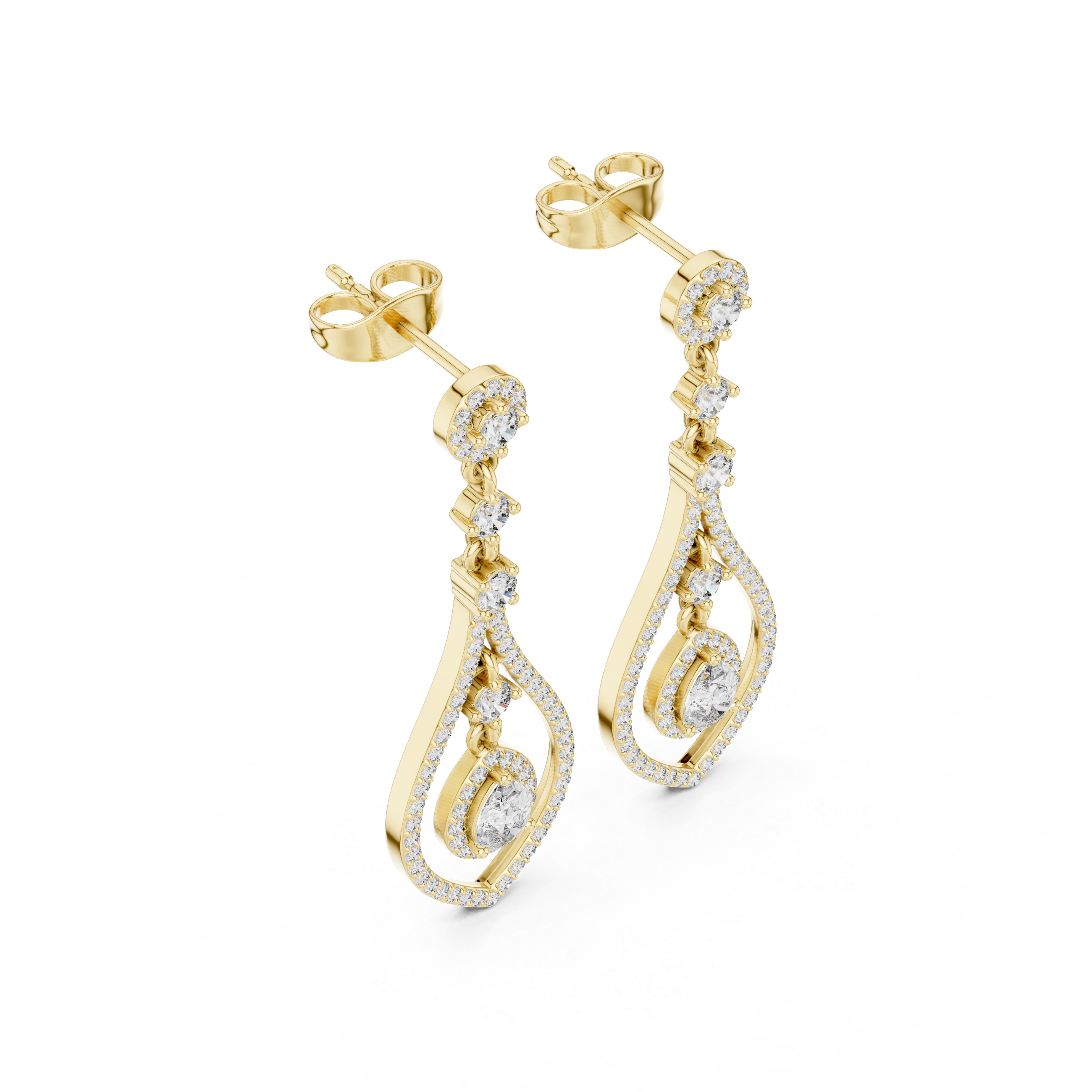 PEAR CUT DIAMOND OPEN TEARDROP DROP EARRING