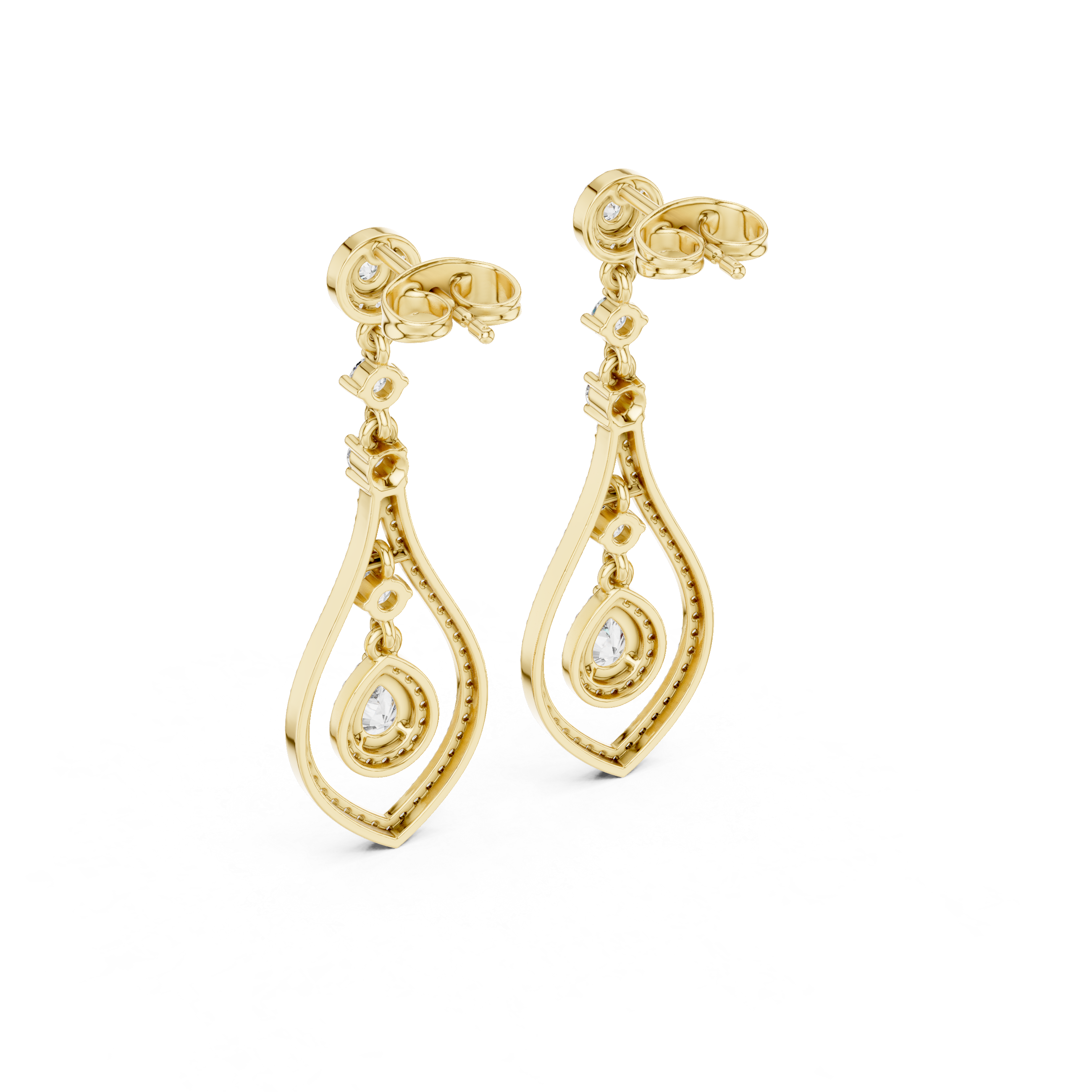 PEAR CUT DIAMOND OPEN TEARDROP DROP EARRING