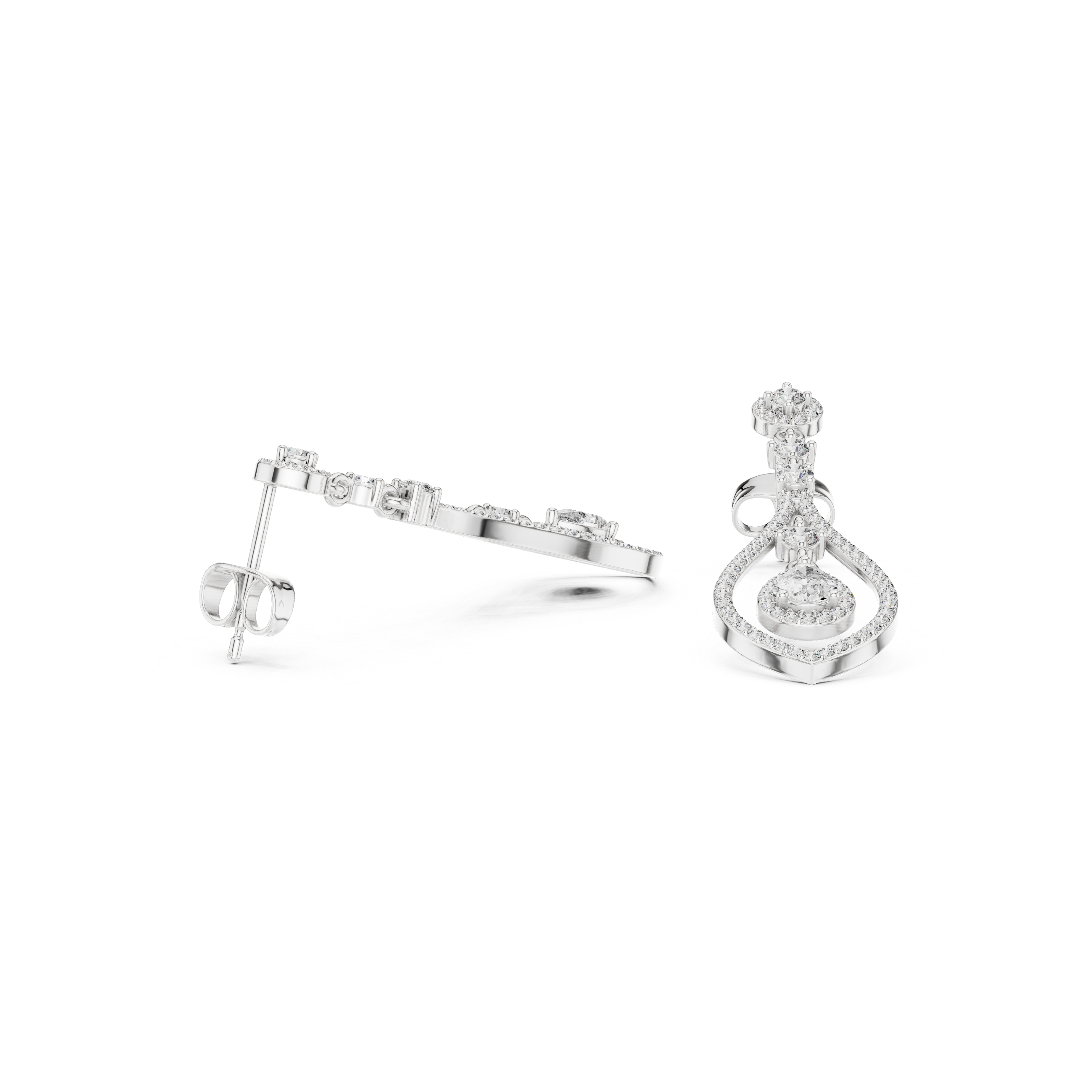 PEAR CUT DIAMOND OPEN TEARDROP DROP EARRING