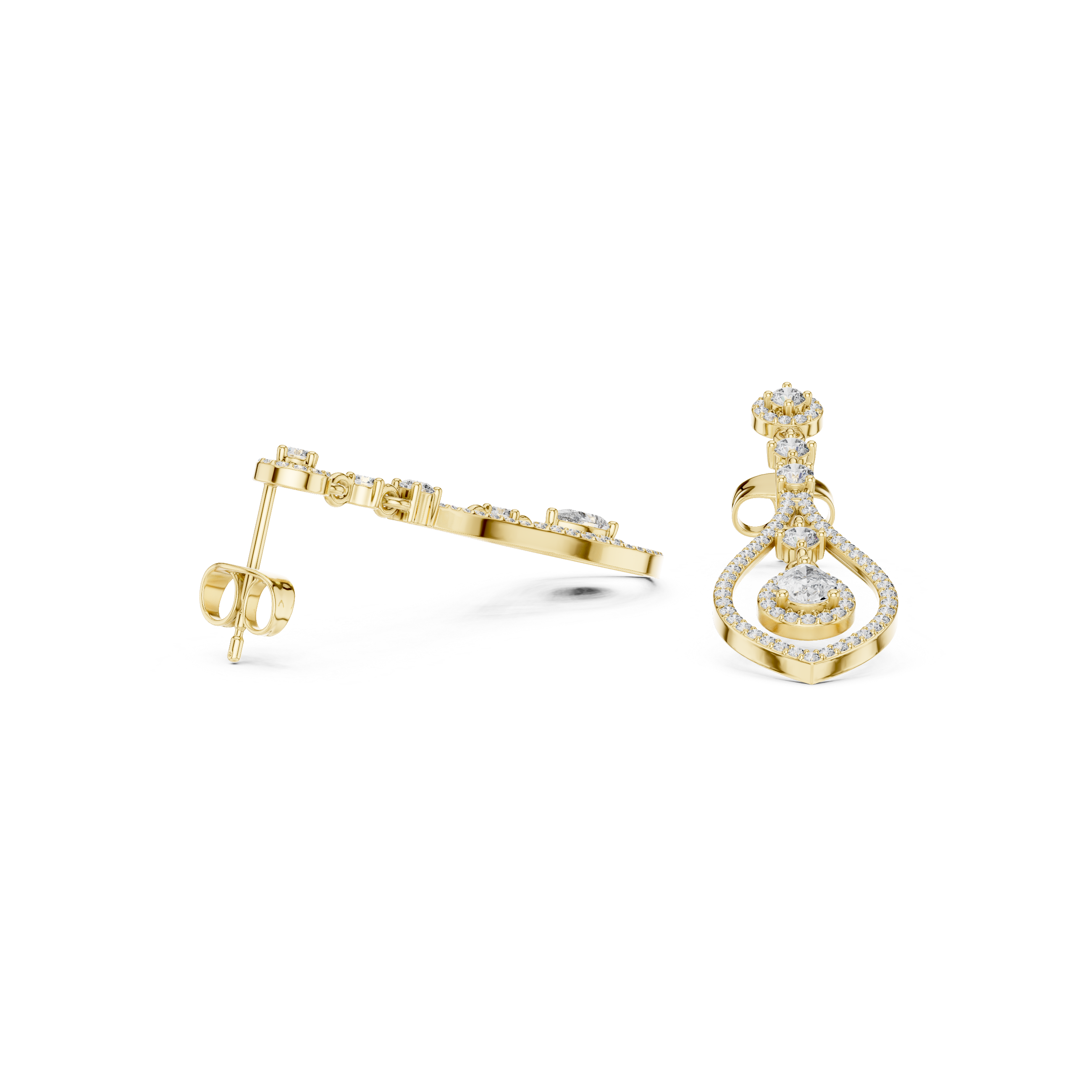 PEAR CUT DIAMOND OPEN TEARDROP DROP EARRING