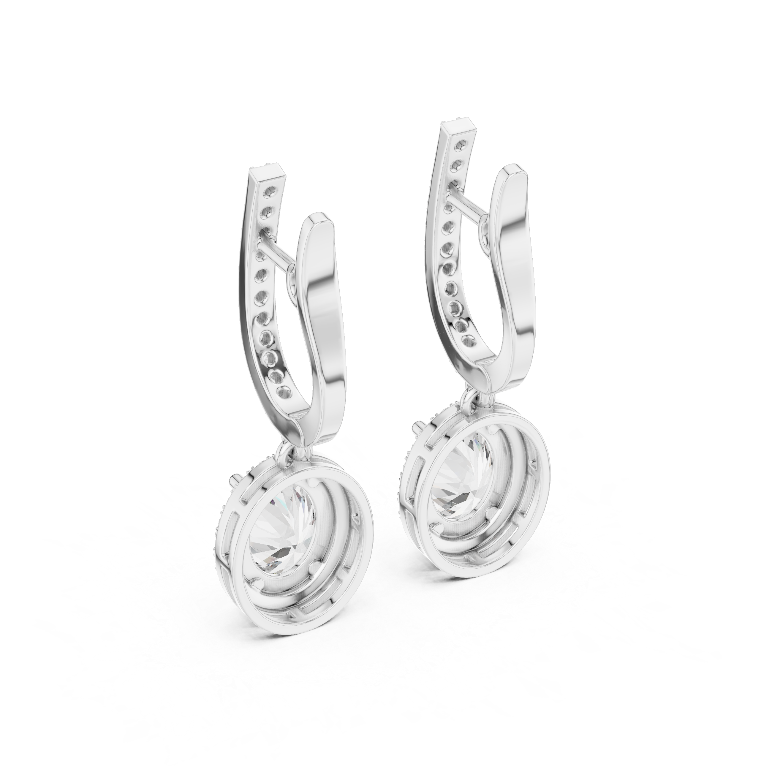 OVAL CUT DIAMOND HALO HUGGIE DROP EARRING