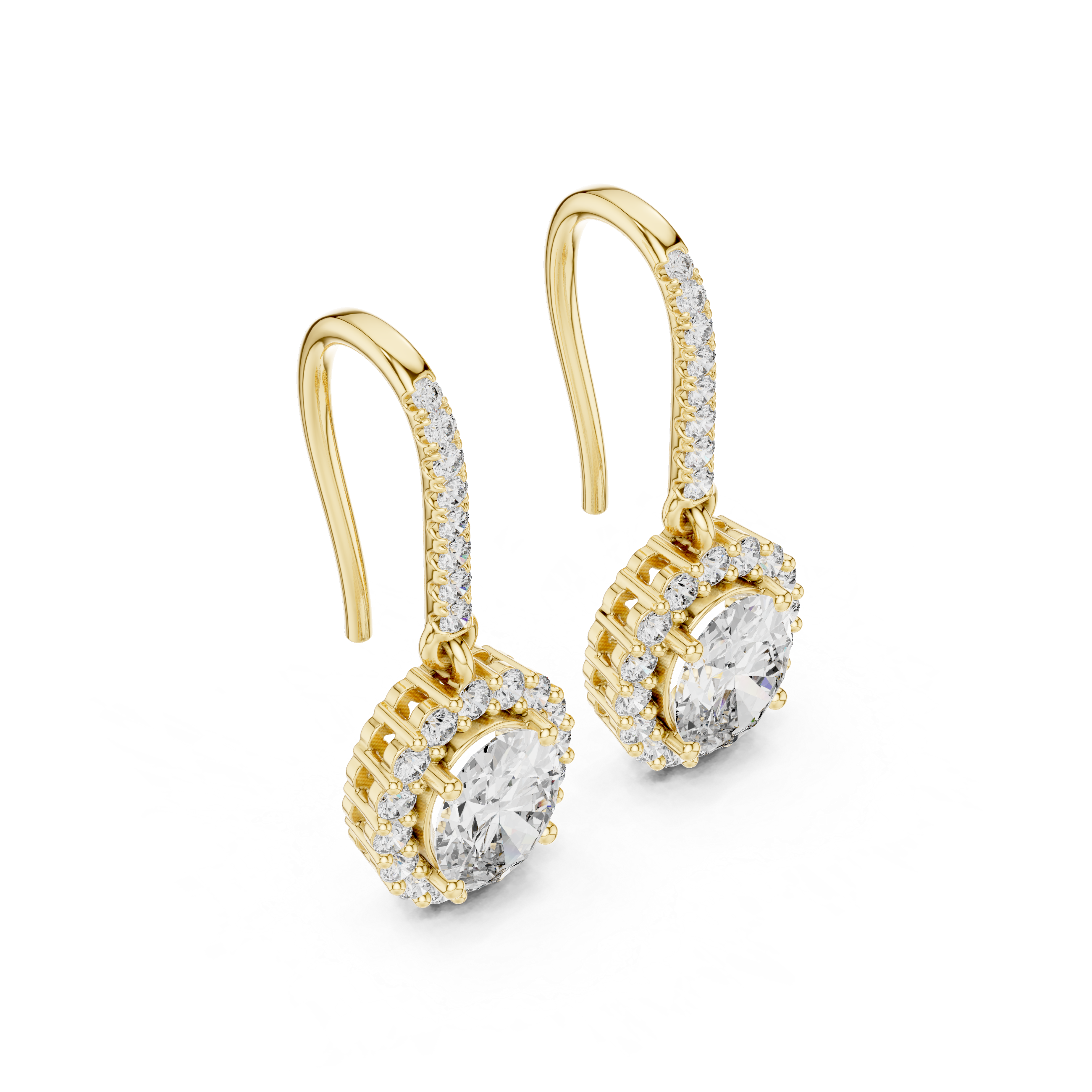 Oval Halo Diamond Drop Earrings