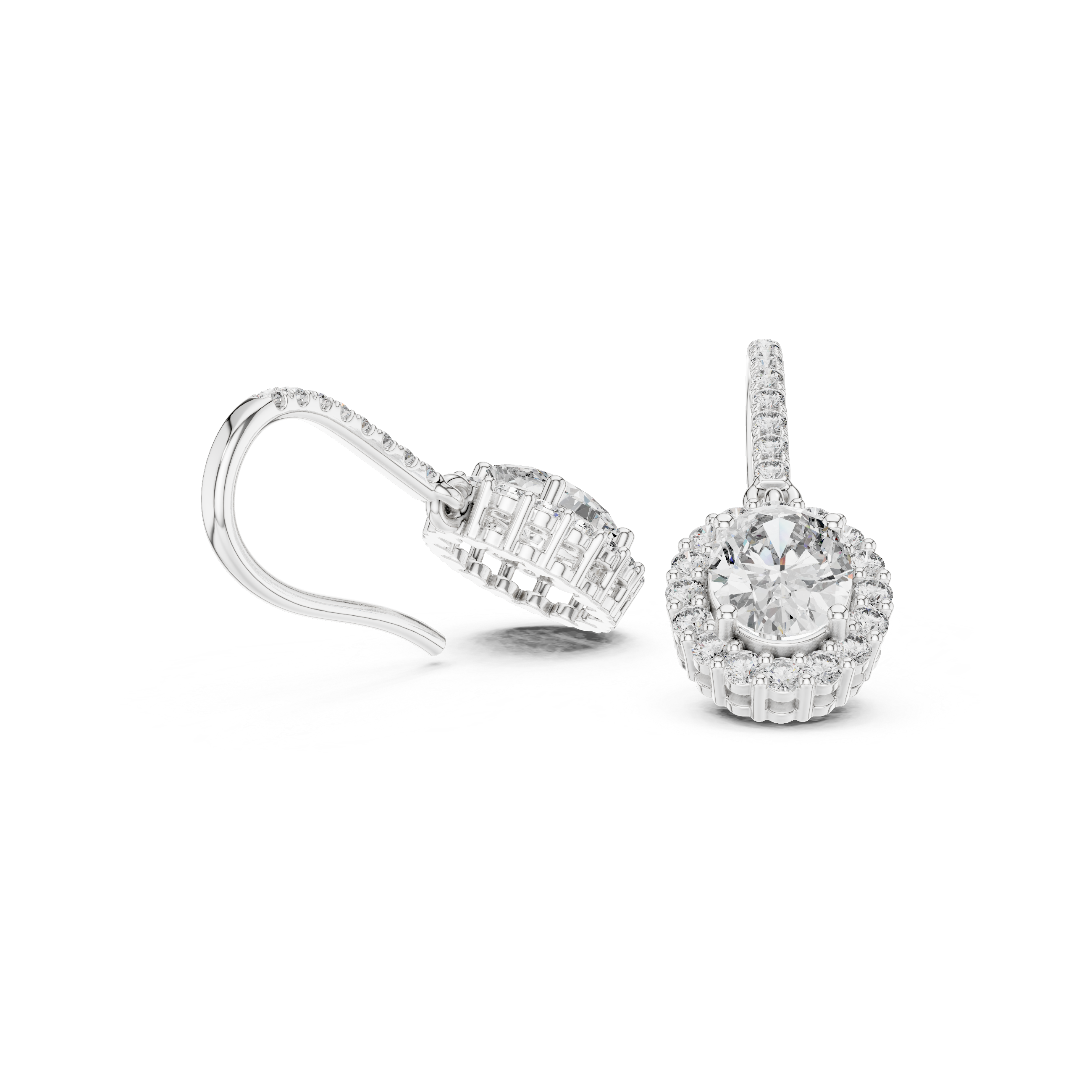 Oval Halo Diamond Drop Earrings