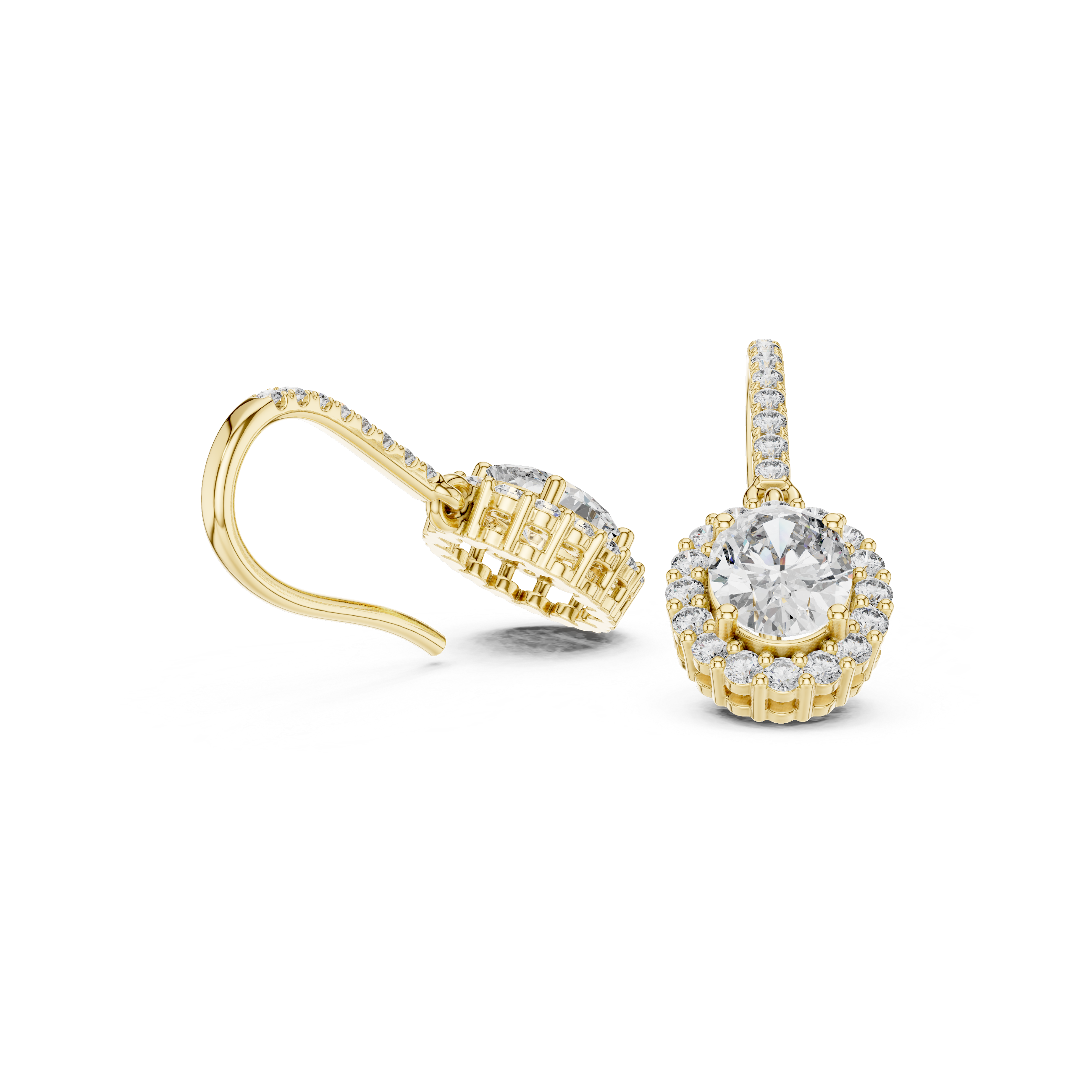Oval Halo Diamond Drop Earrings