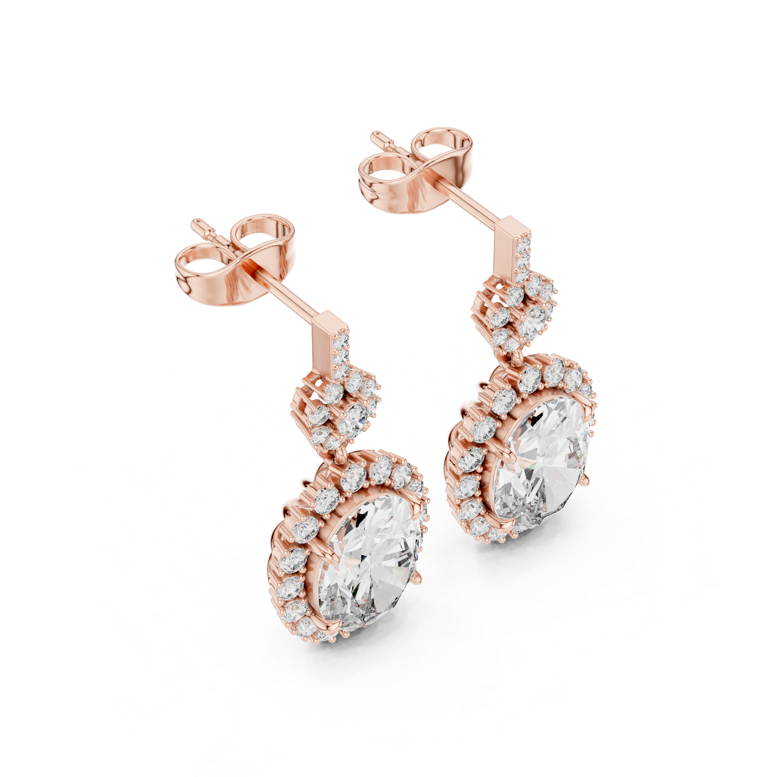 OVAL CUT DIAMOND HALO DROP EARRING