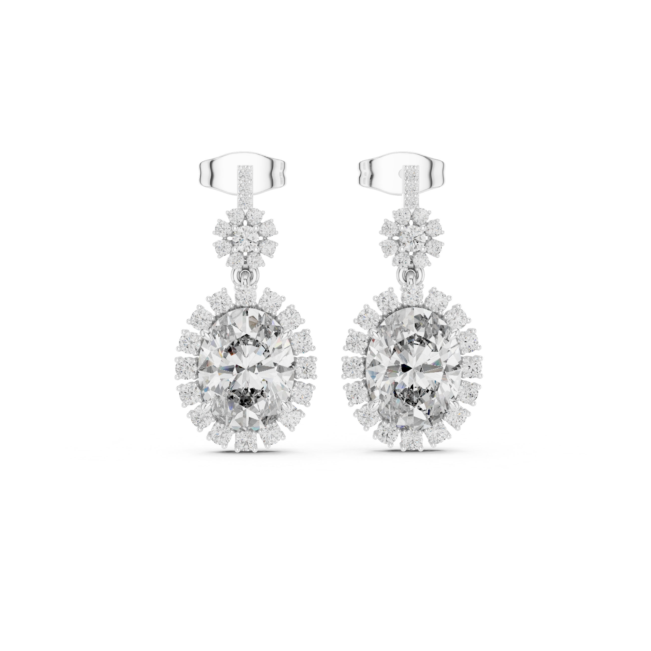 OVAL CUT DIAMOND HALO DROP EARRING