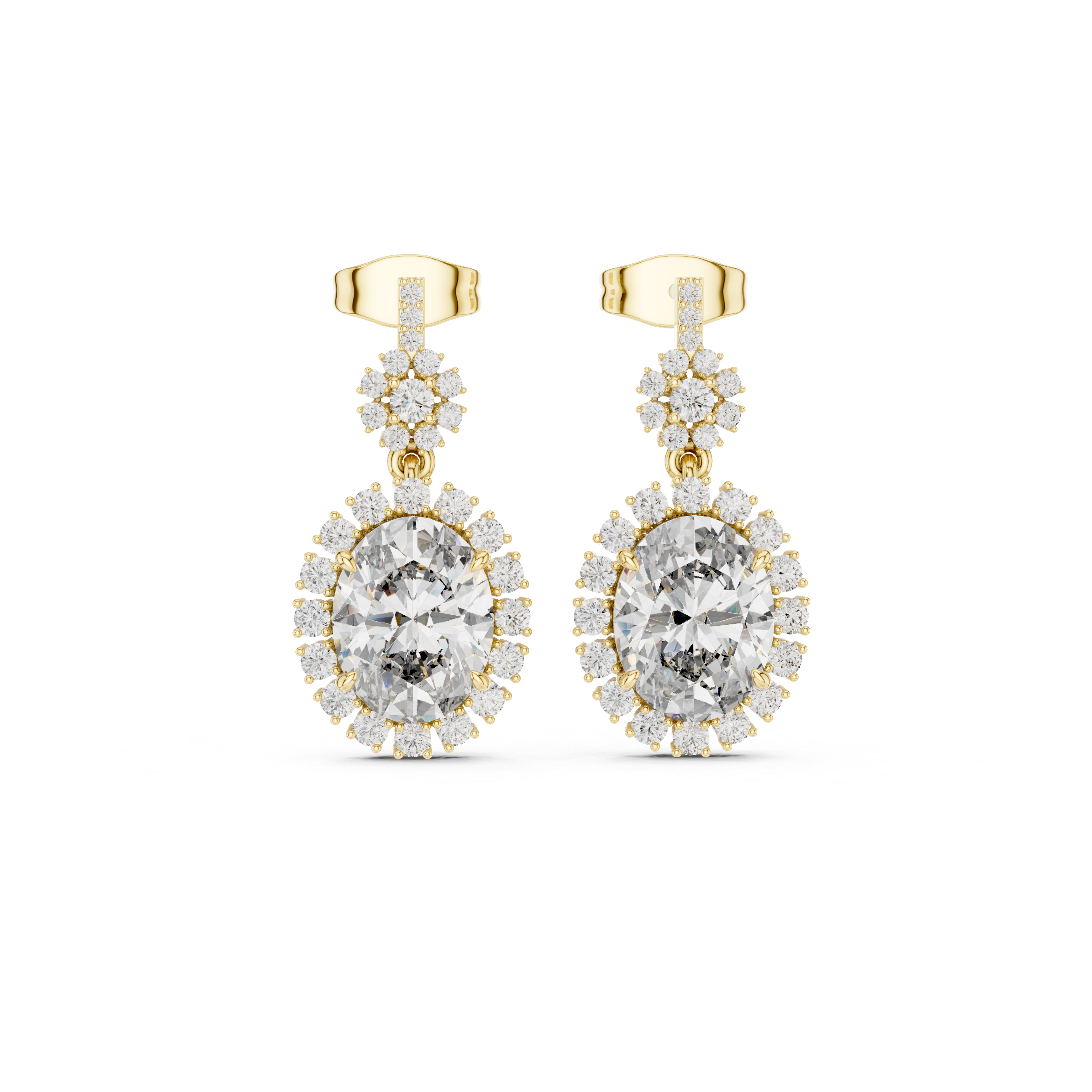 OVAL CUT DIAMOND HALO DROP EARRING