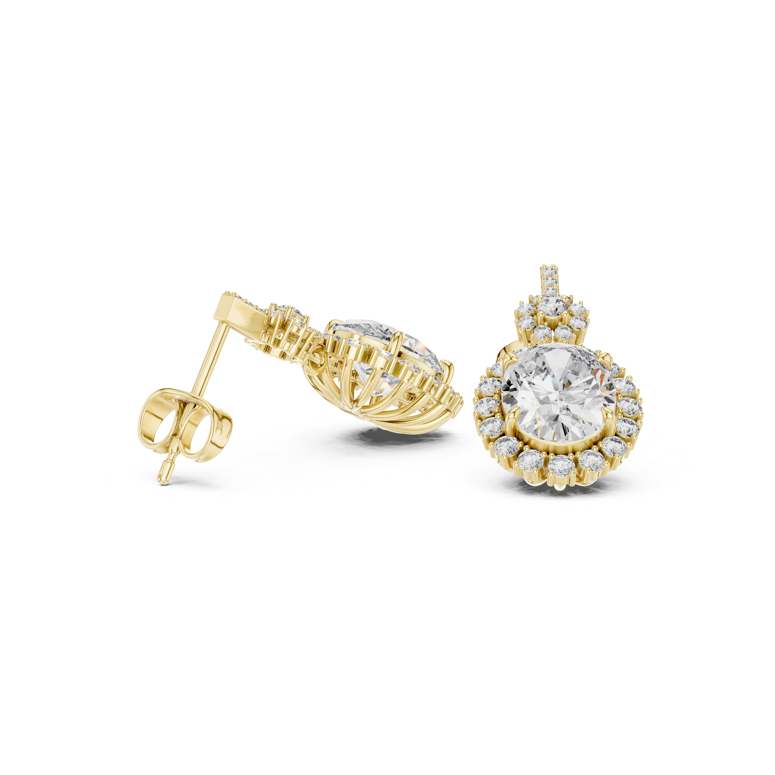 OVAL CUT DIAMOND HALO DROP EARRING