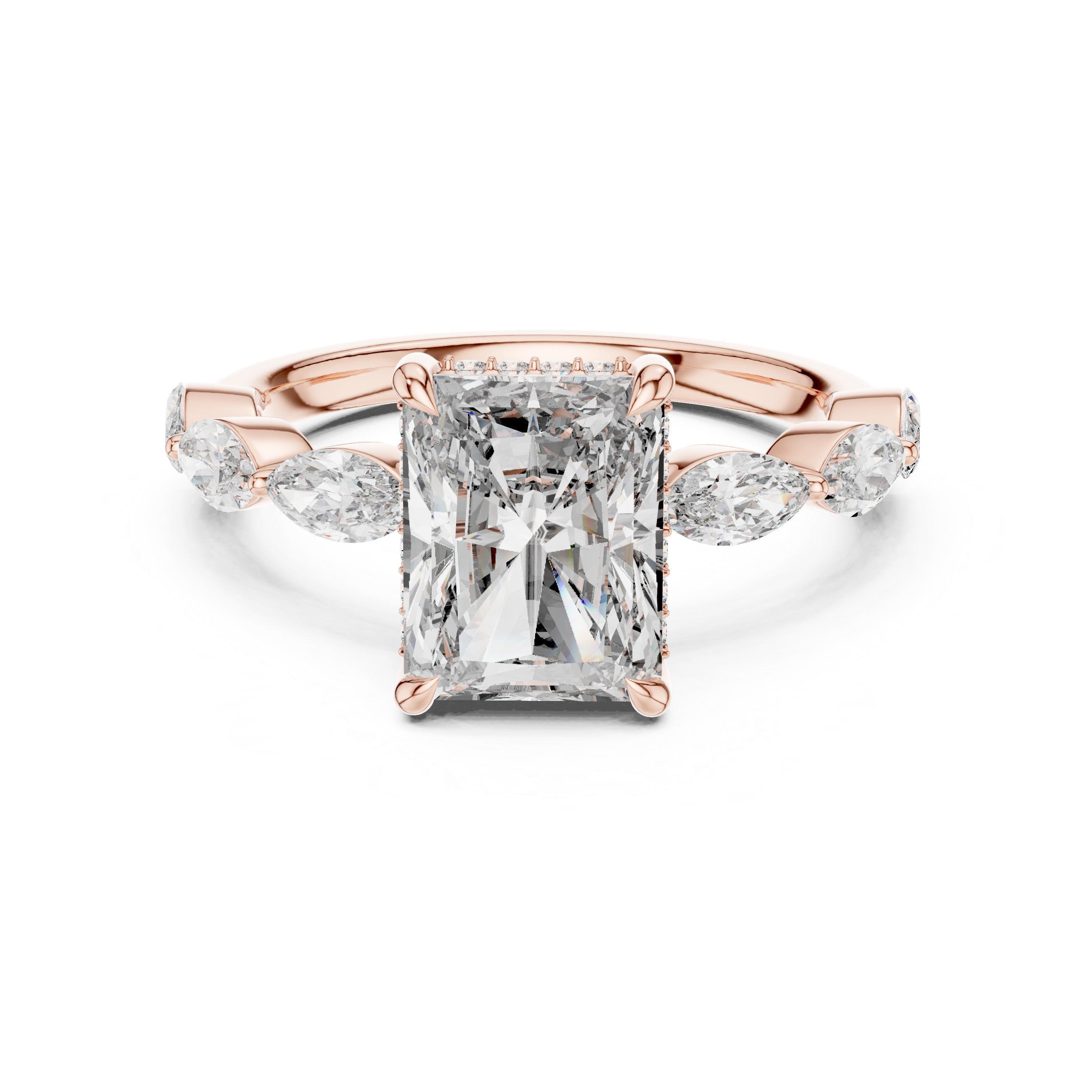 RADIANT CUT DIAMOND HIDDEN HALO MARQUISE BAND RING