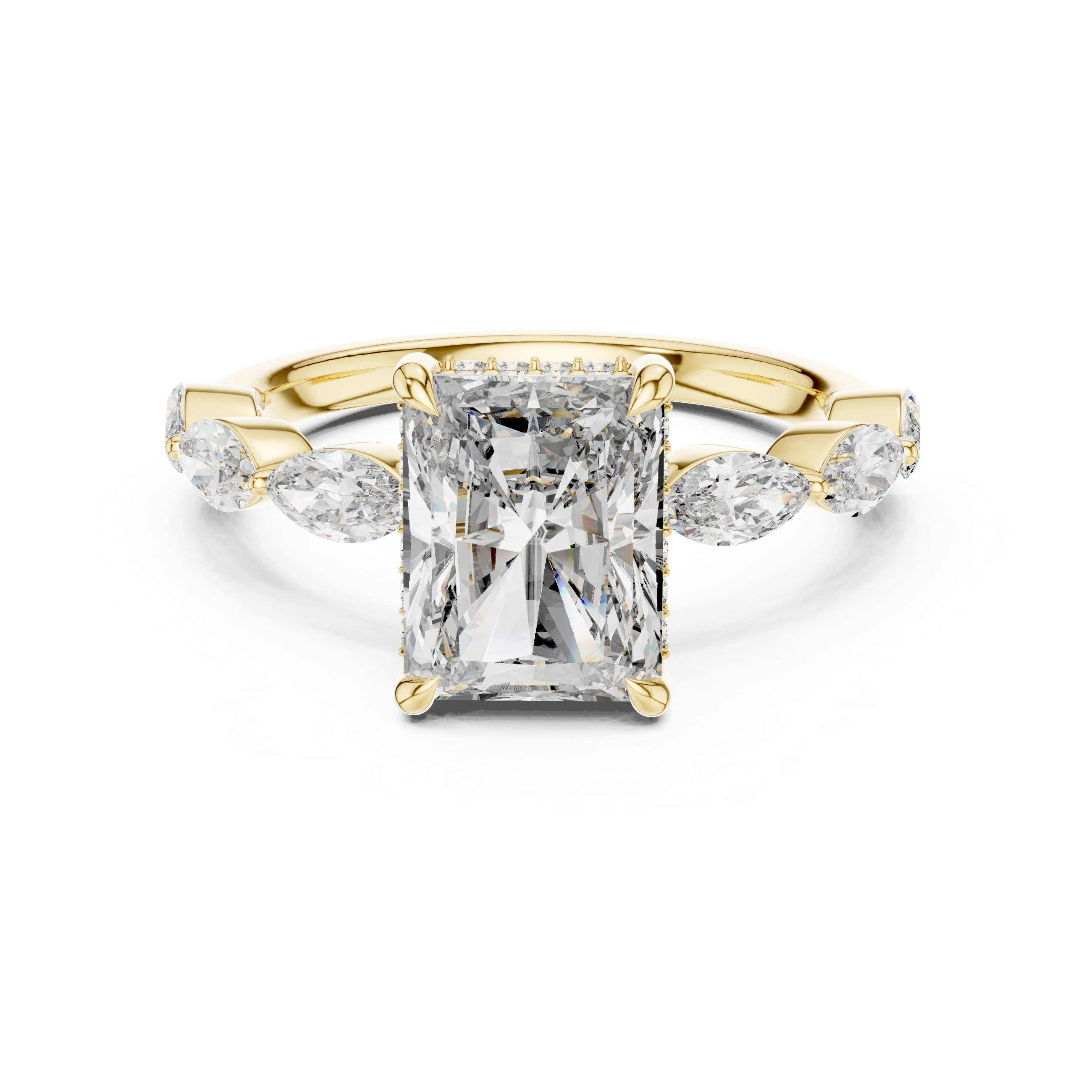 RADIANT CUT DIAMOND HIDDEN HALO MARQUISE BAND RING