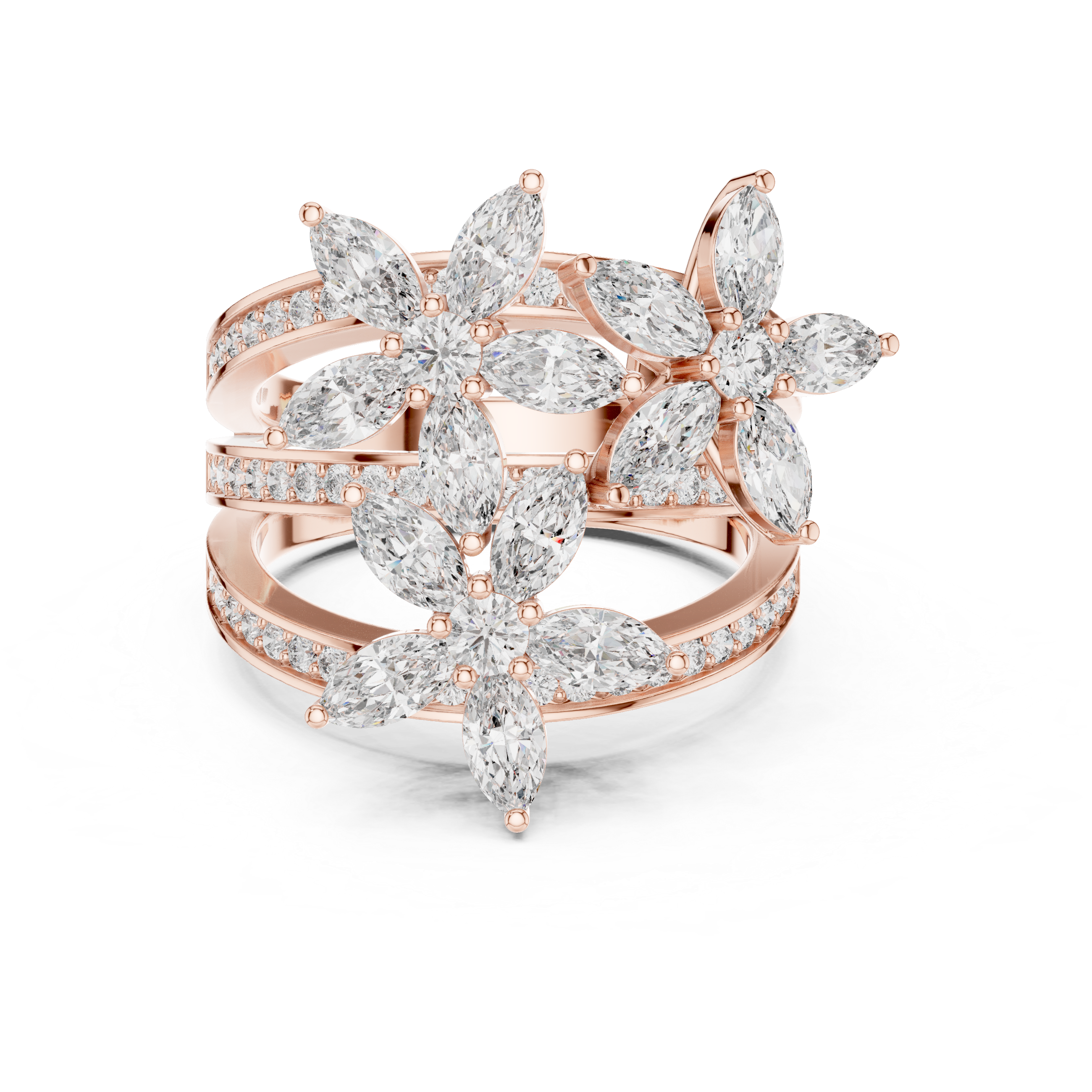 Floral Marquise Diamond Statement Ring