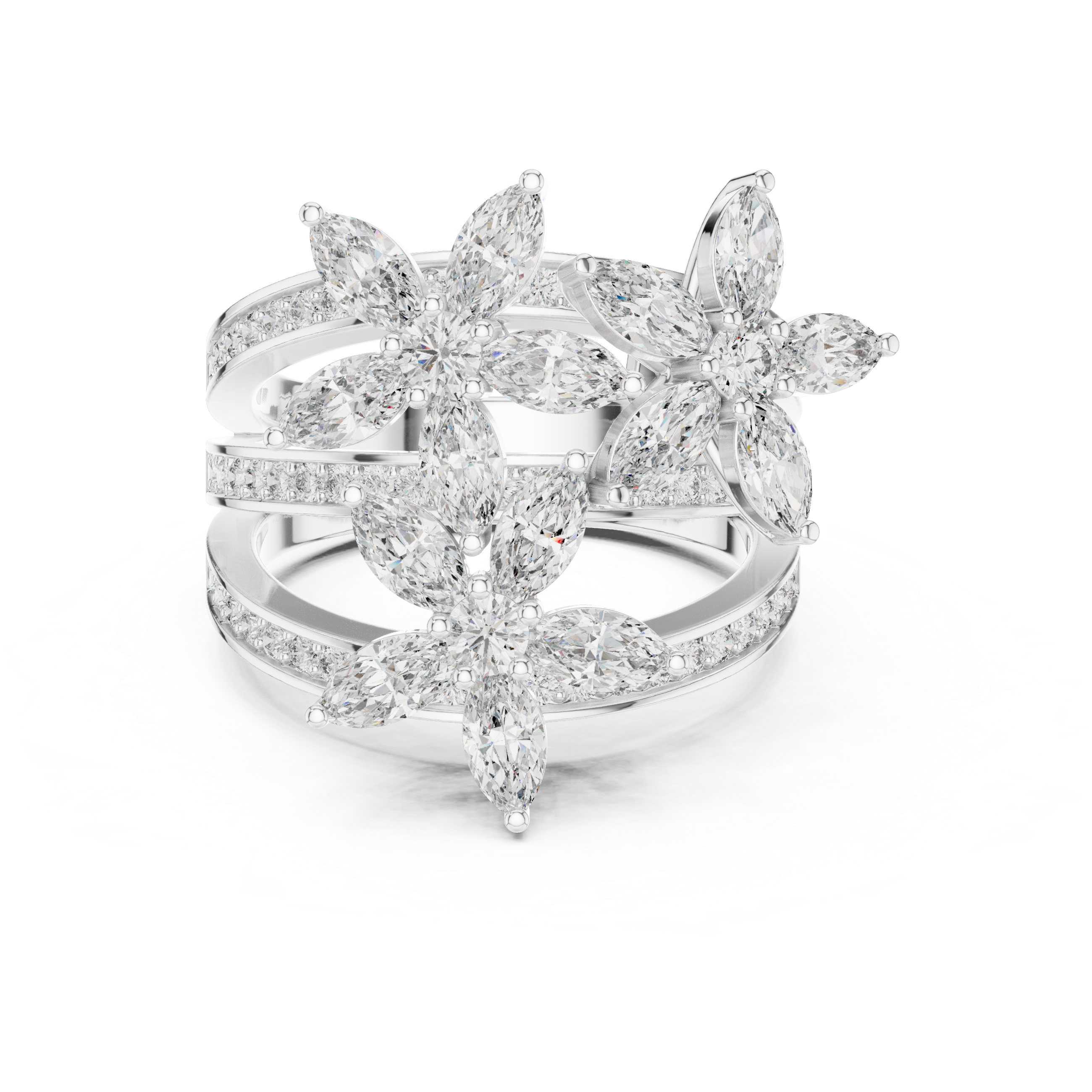 Floral Marquise Diamond Statement Ring