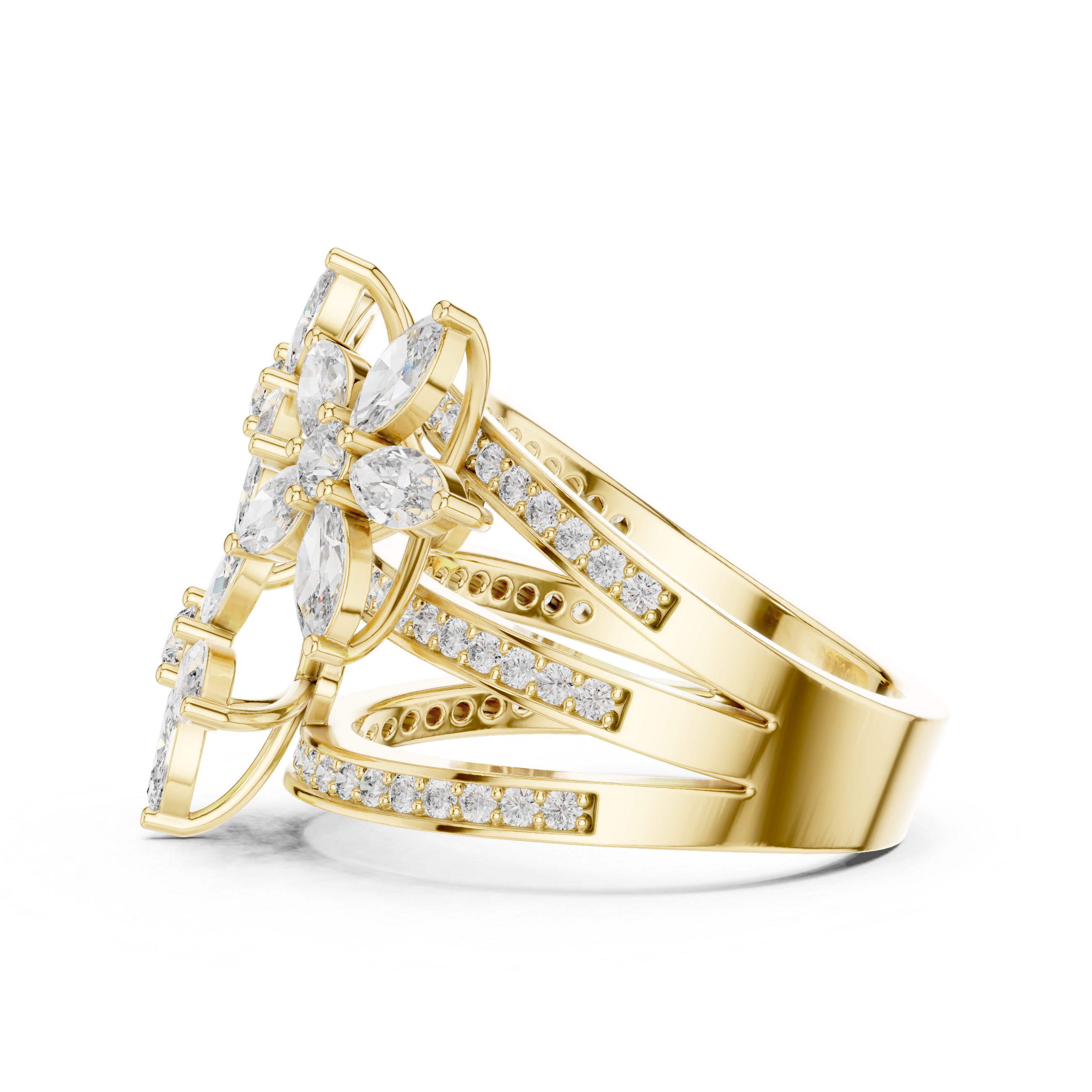 Floral Marquise Diamond Statement Ring