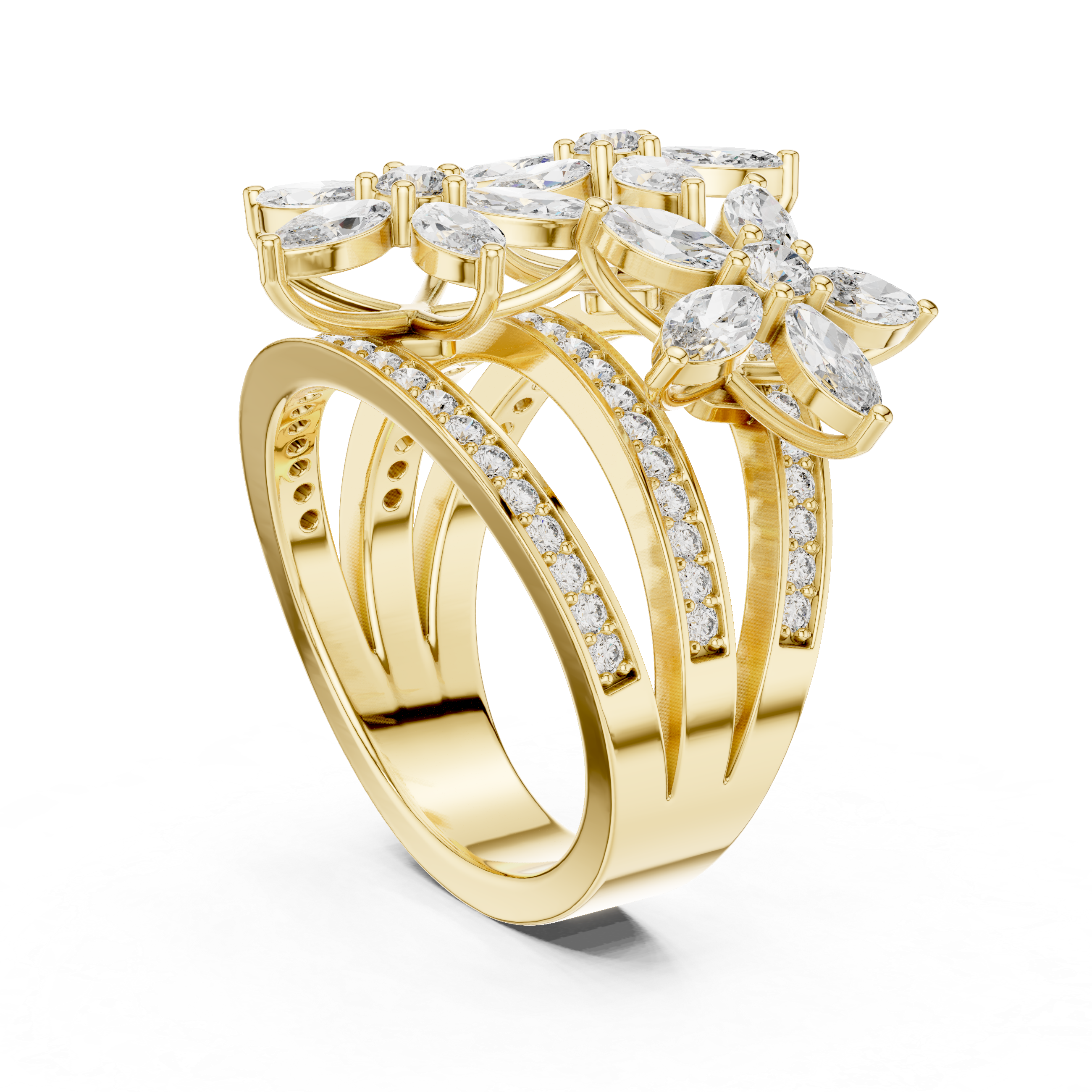Floral Marquise Diamond Statement Ring