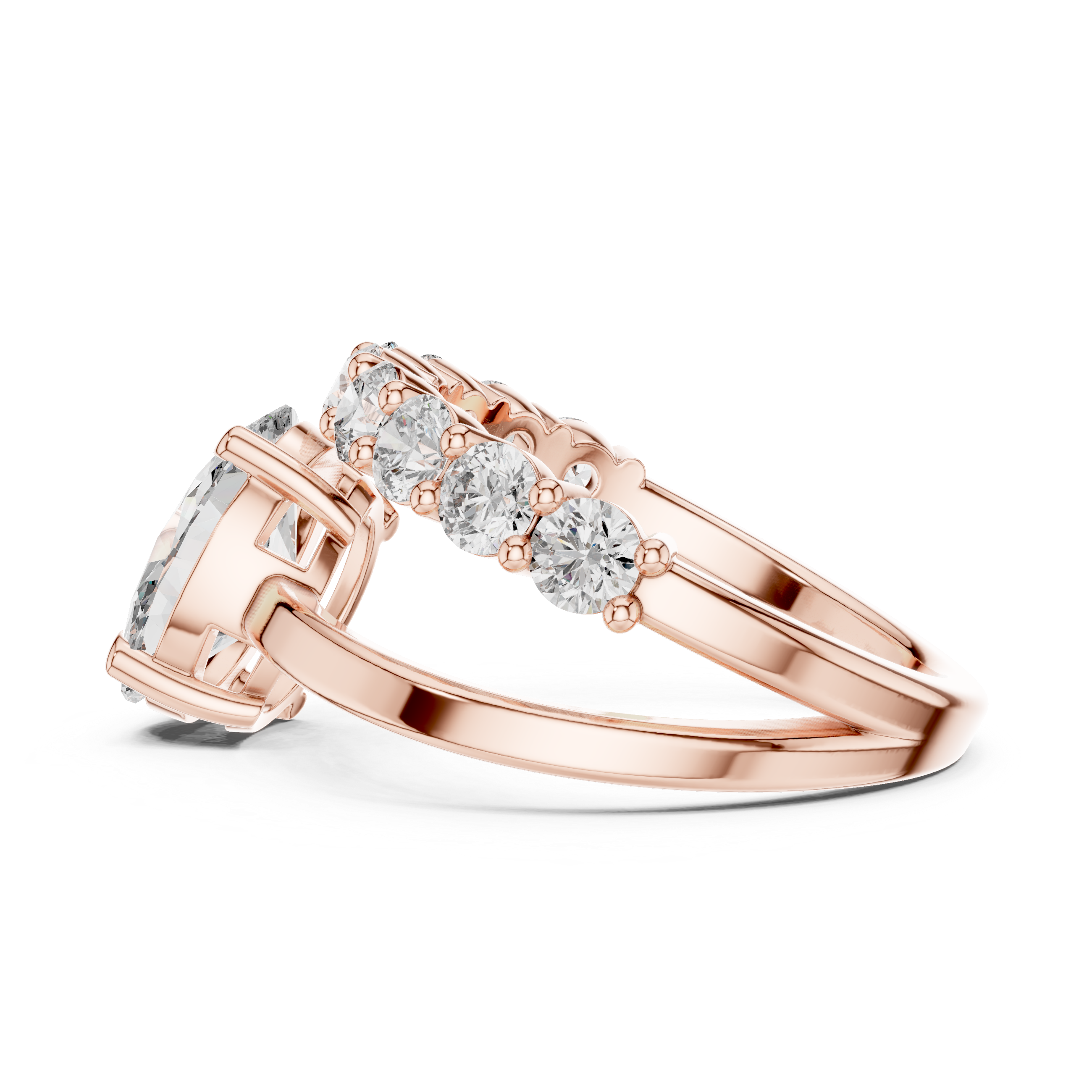Oval Solitaire Diamond Bypass Engagement Ring