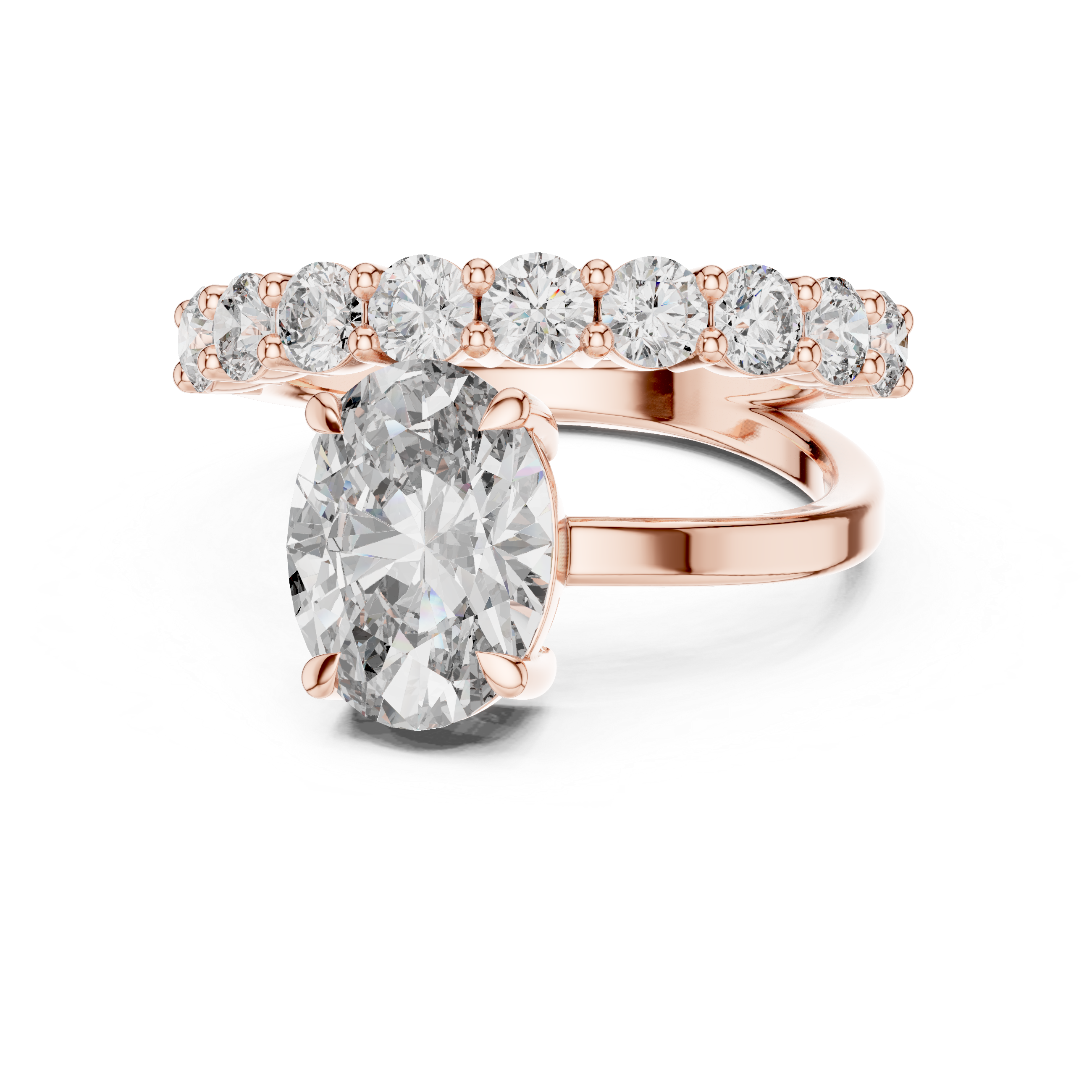 Oval Solitaire Diamond Bypass Engagement Ring