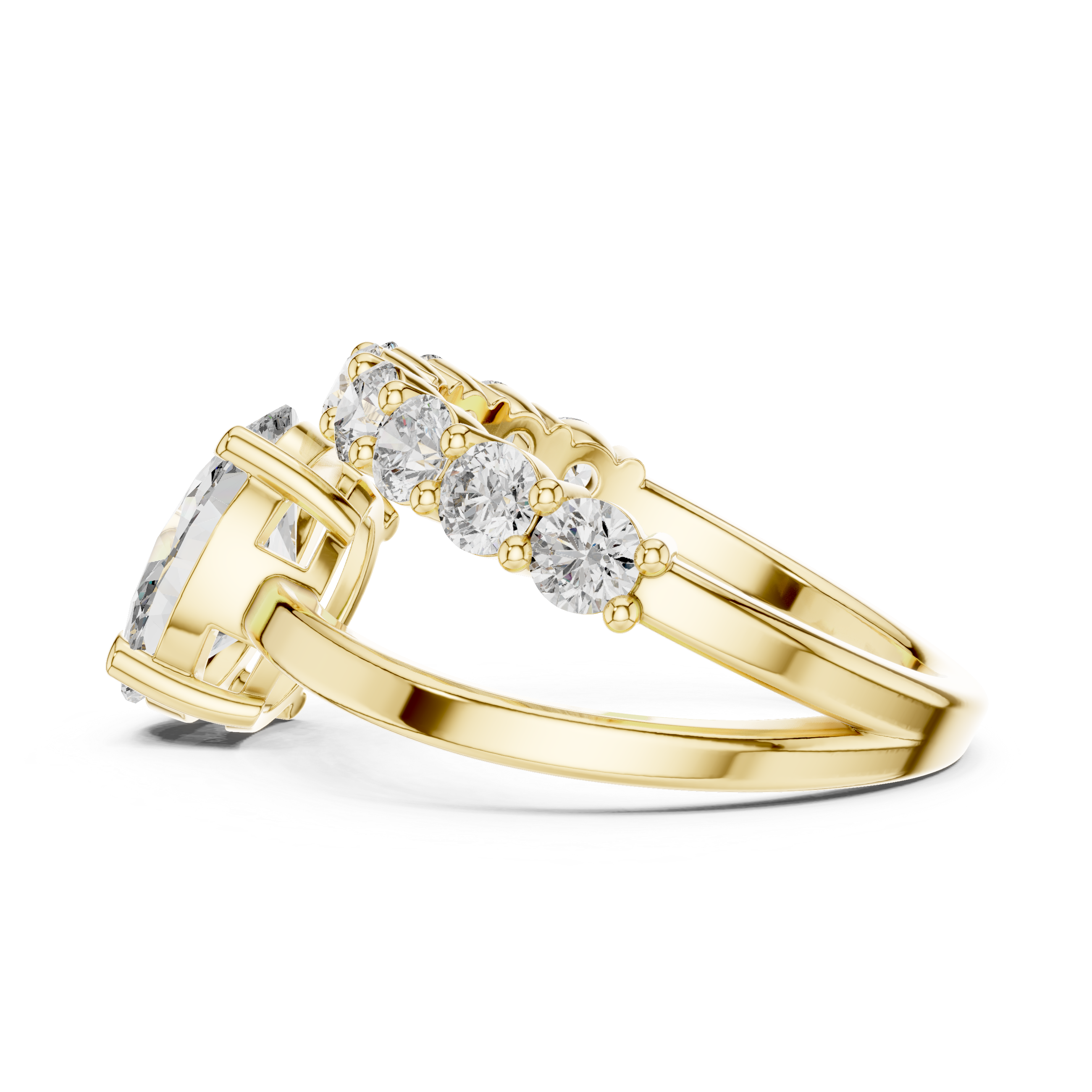 Oval Solitaire Diamond Bypass Engagement Ring