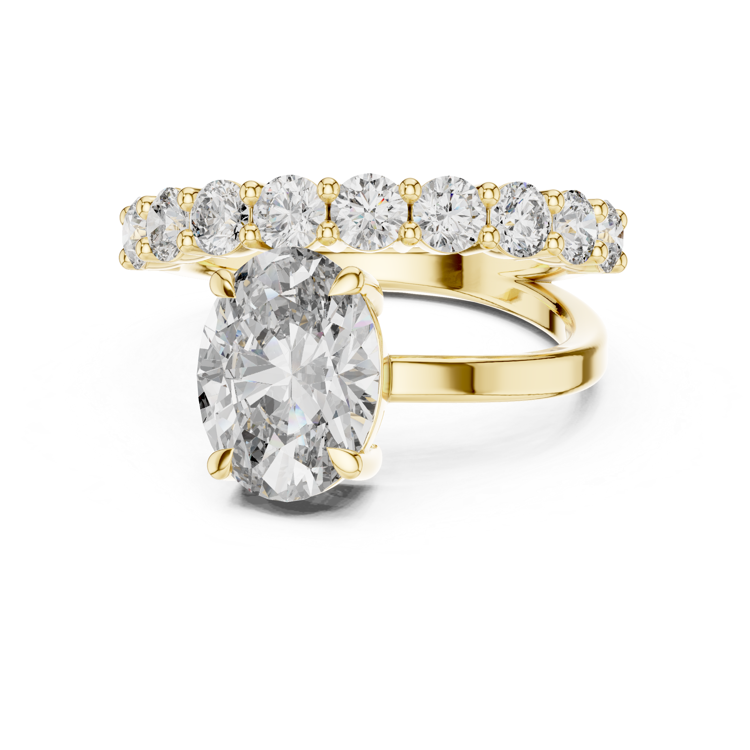 Oval Solitaire Diamond Bypass Engagement Ring