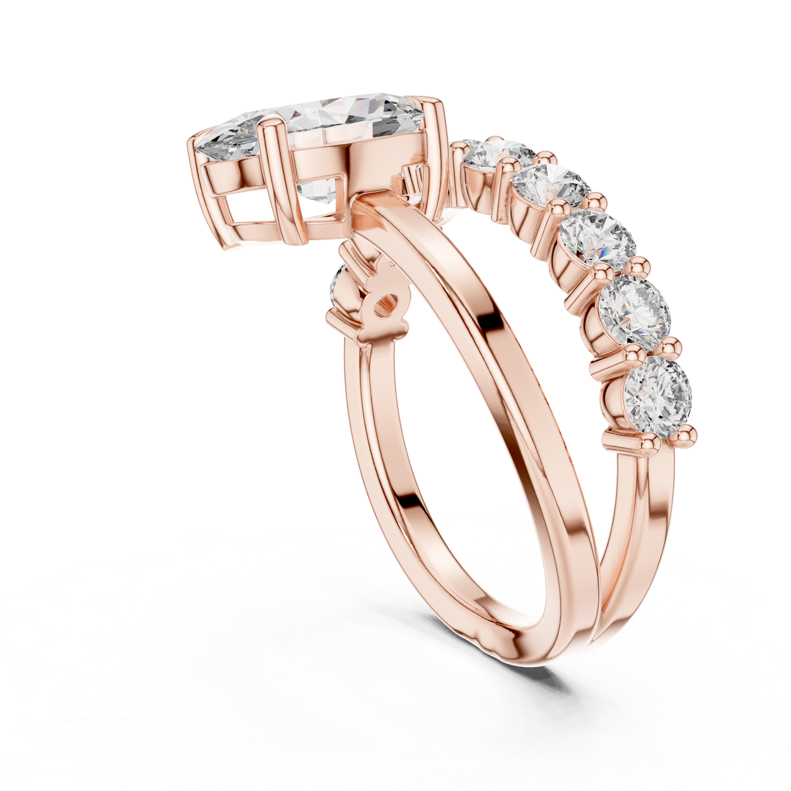 Oval Solitaire Diamond Bypass Engagement Ring